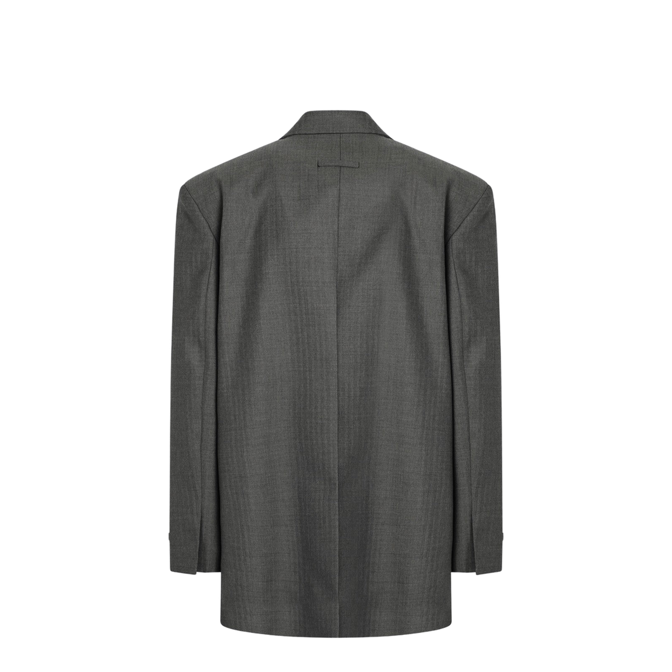 Grey Single-Breasted Wool Blazer
