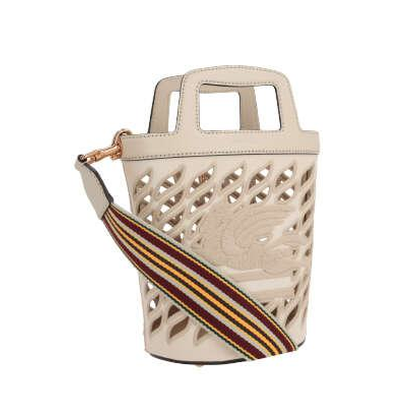 Ivory Canvas and Smooth Leather Bucket Bag