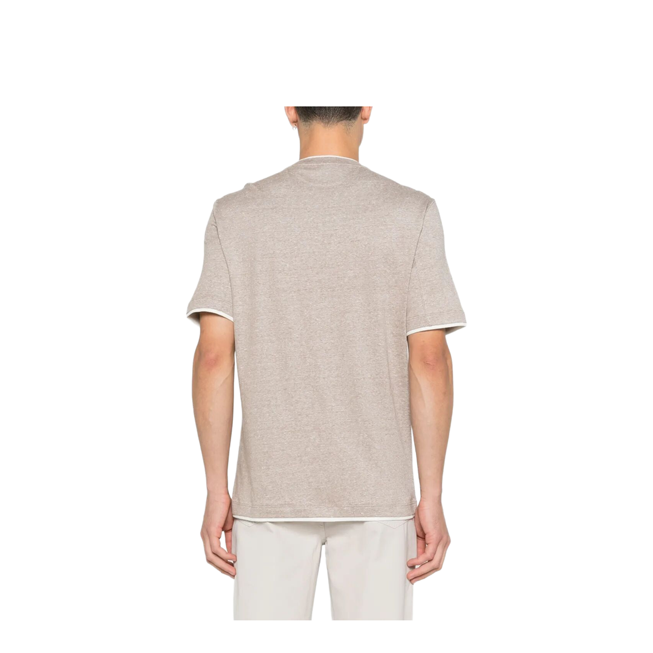 Linen Blend Contrast Hem T-Shirt