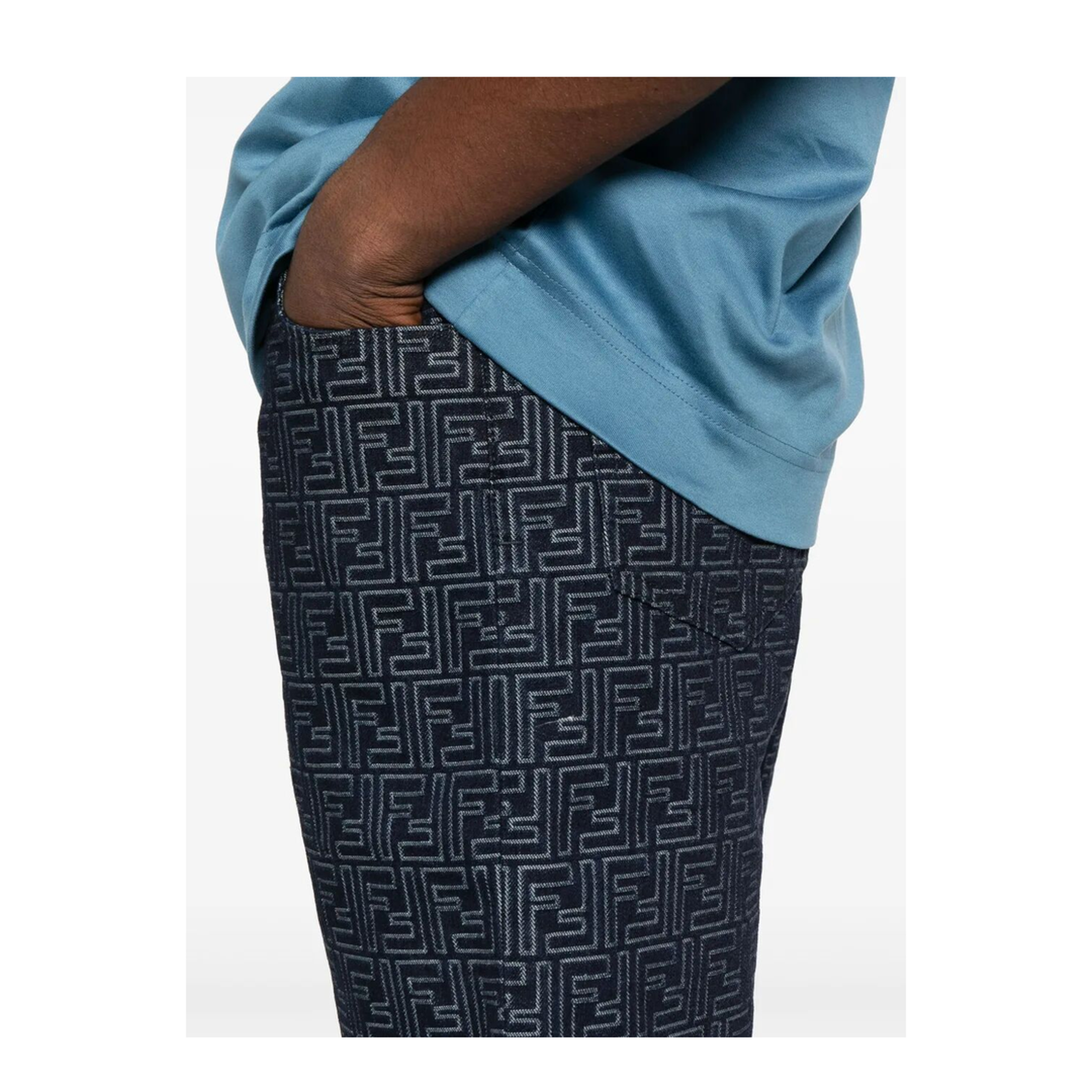 MAYFEYR - Fendi - Jacquard Denim Shorts - FLP369AUX4