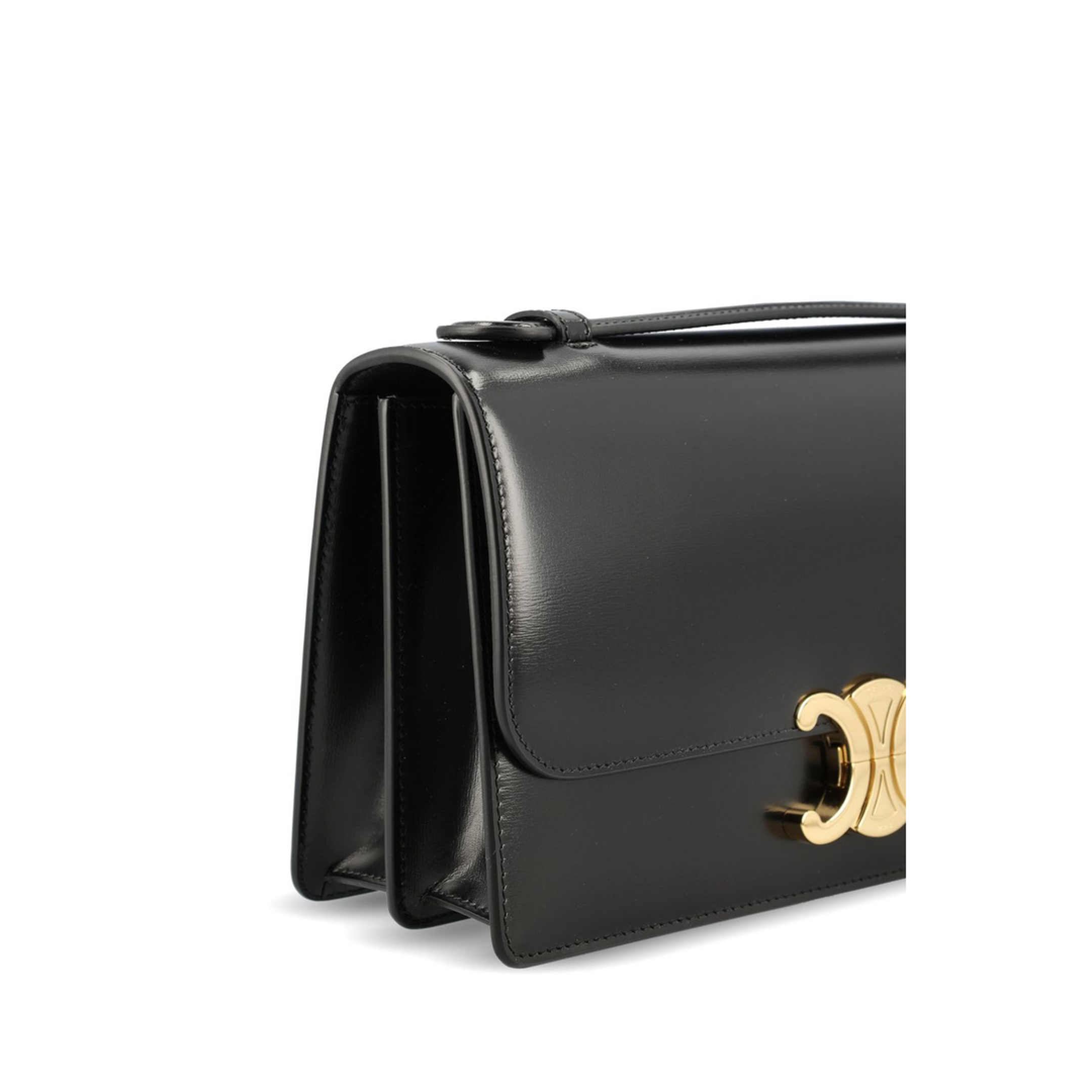Triomphe Medium Calfskin Shoulder Bag - Black