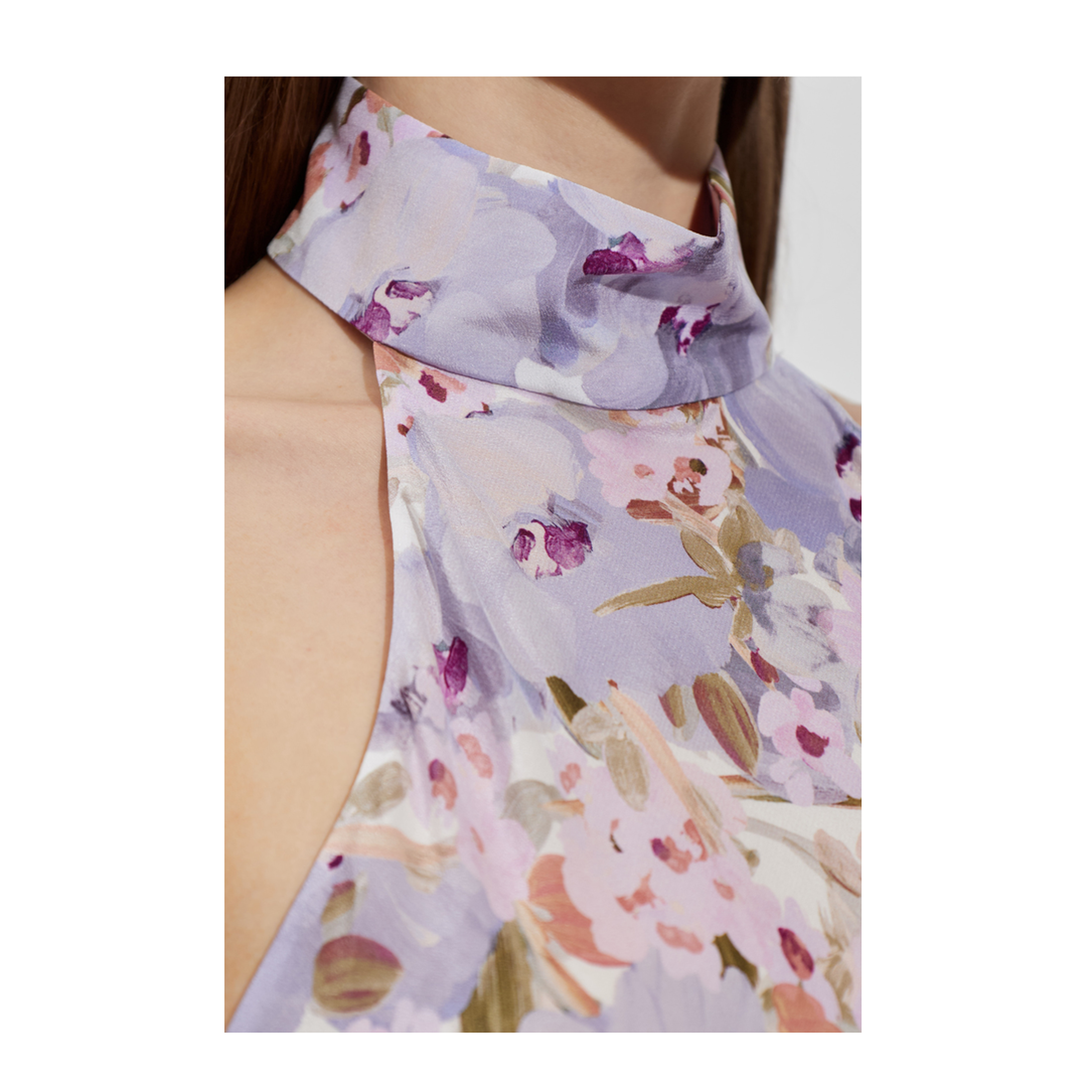 Silk Dress with Floral Motif