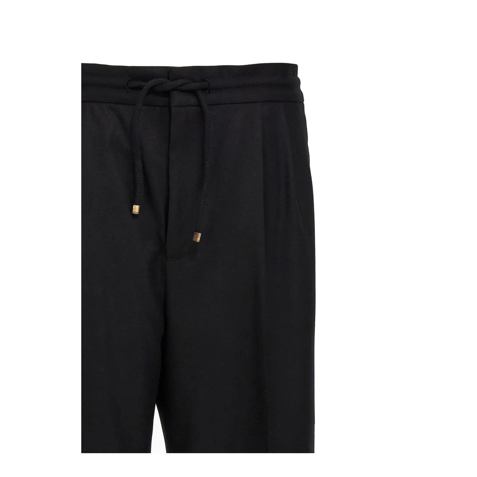 Leisure fit trousers in virgin wool flannel with drawstring and double darts