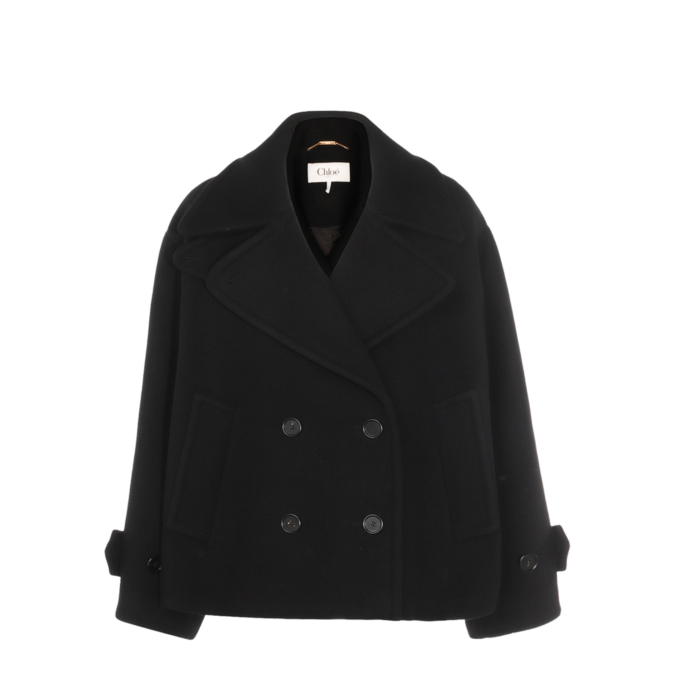 Oversized Wool Short Coat - Black