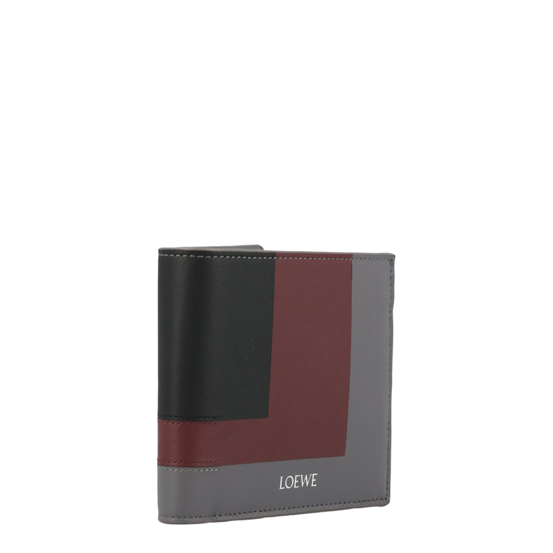 Bifold Wallet In Nappa Calfskin - Ardesia/Deep Ruby
