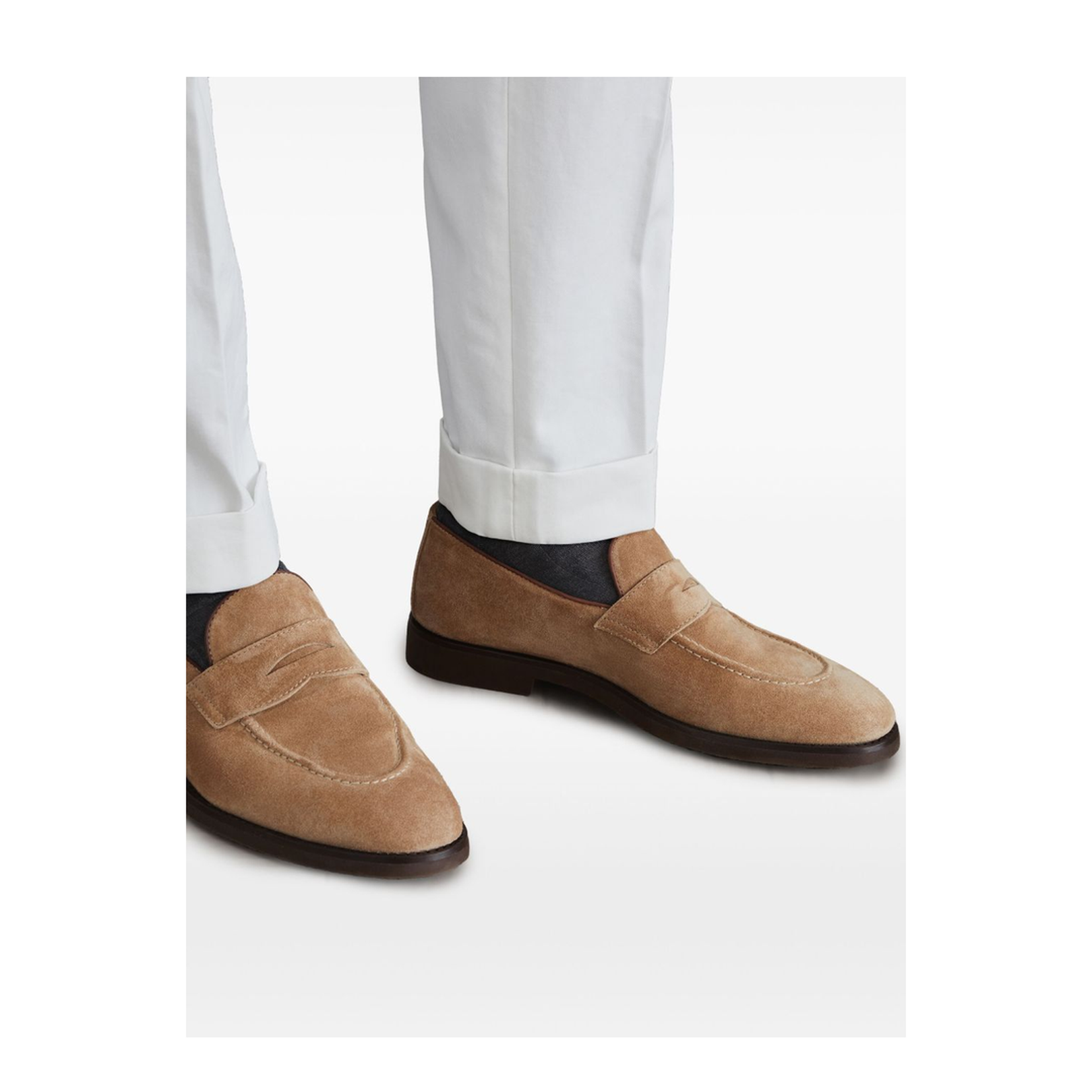 Penny-Slot Suede Loafers