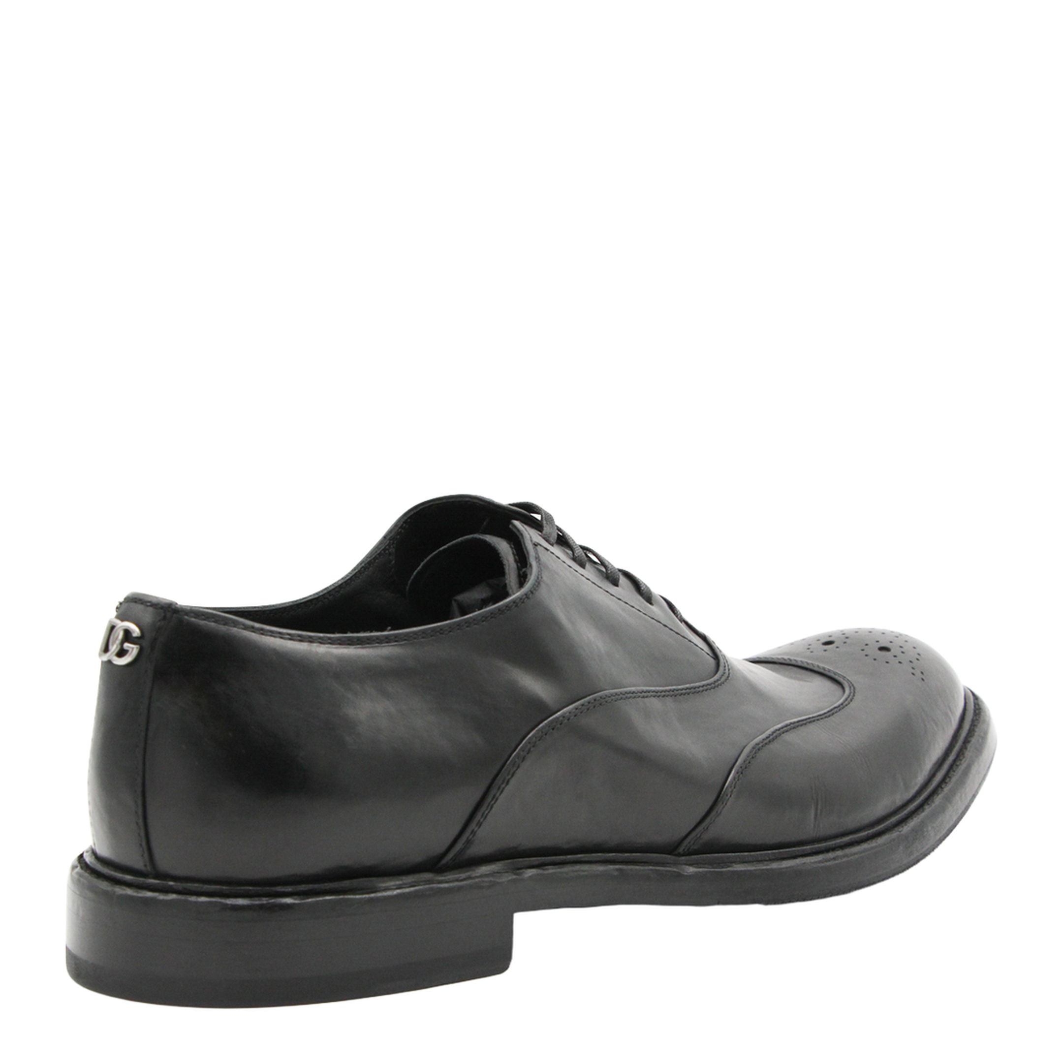 Washed Black Calfskin Lace-Up Shoe