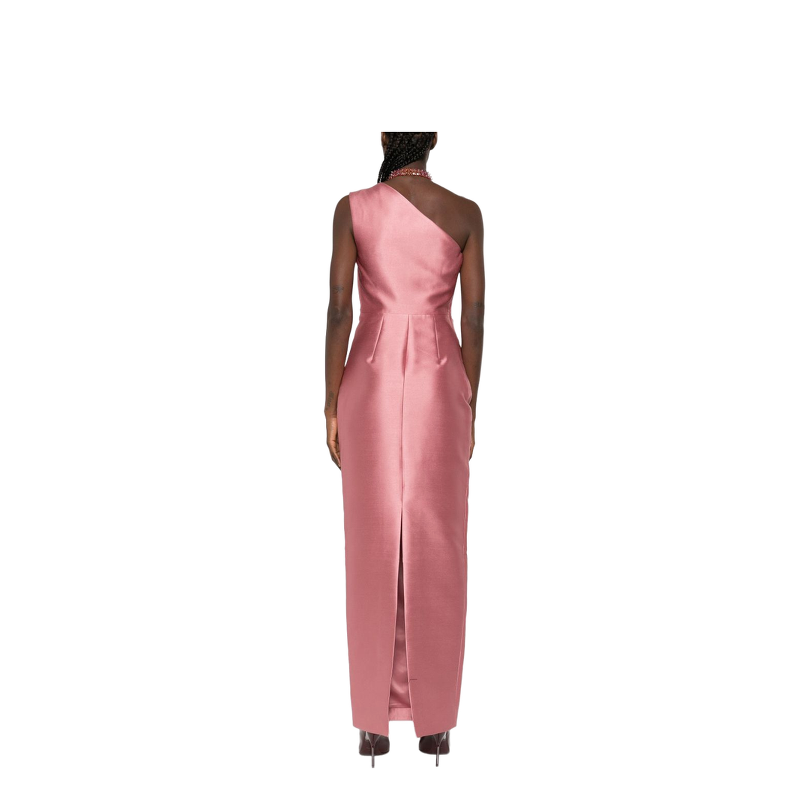 One-Shoulder Neckline Draped Bodice Maxi Dress