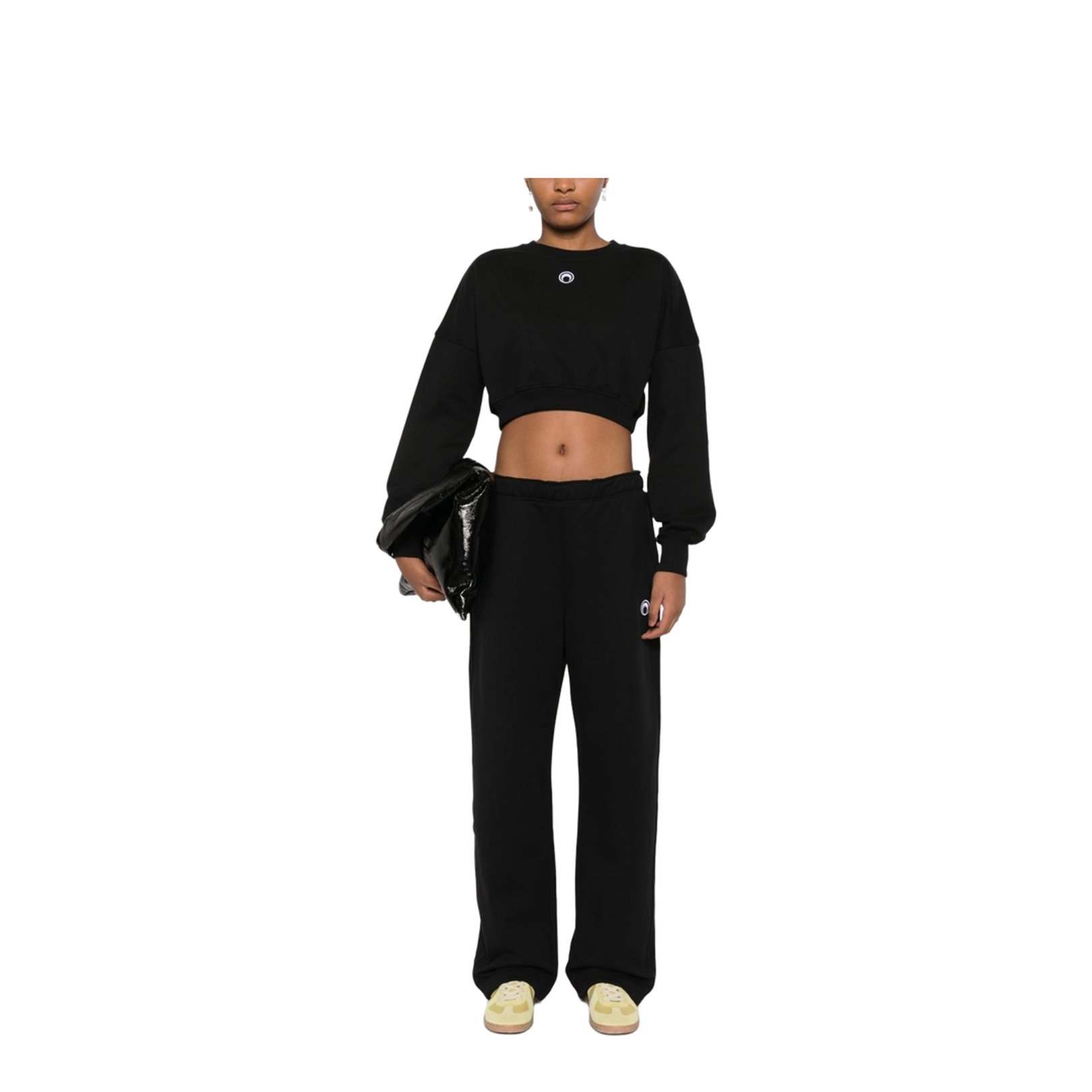Cropped Jersey Top with Moon Embroidery