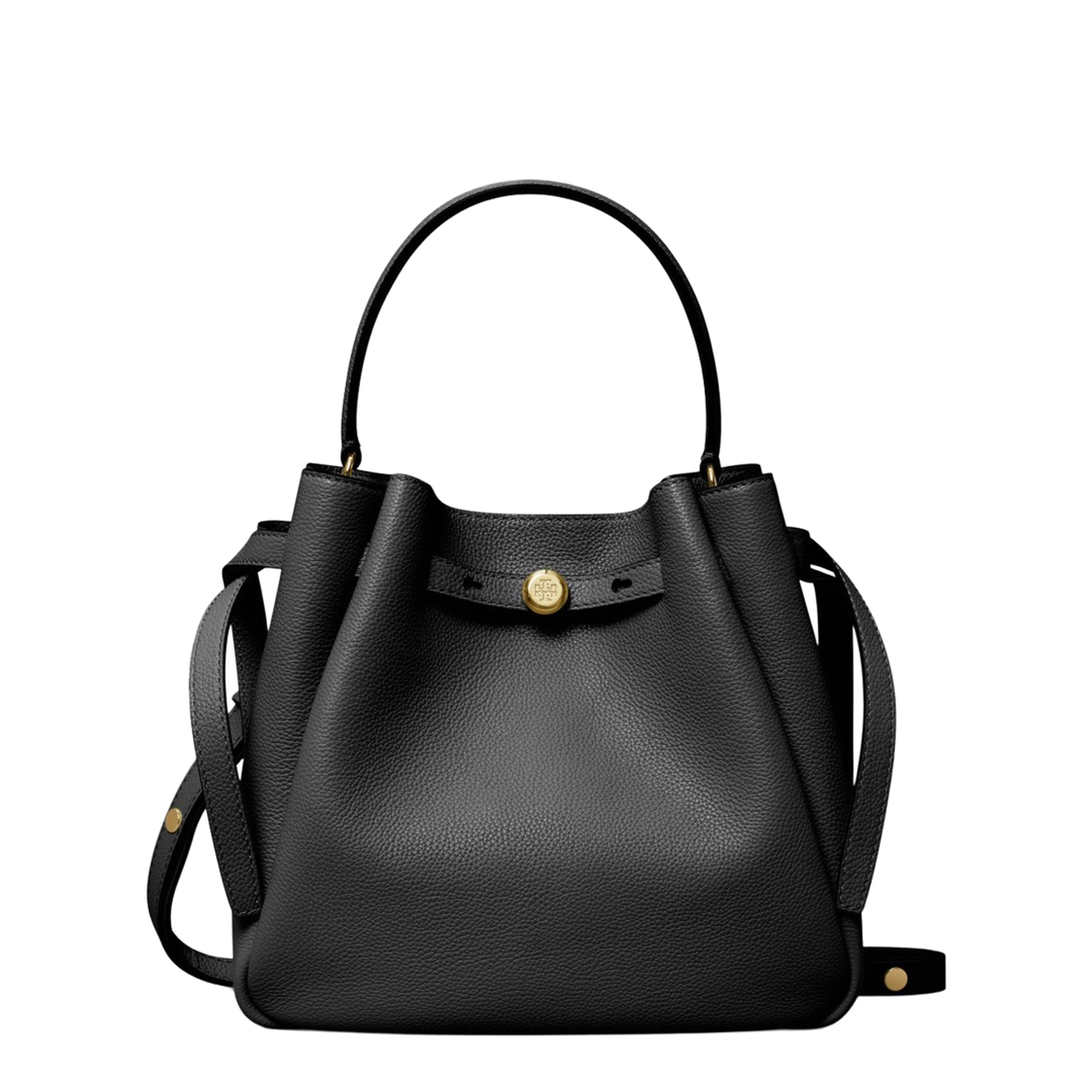 Romy Pebbled Leather Bucket Bag - Black