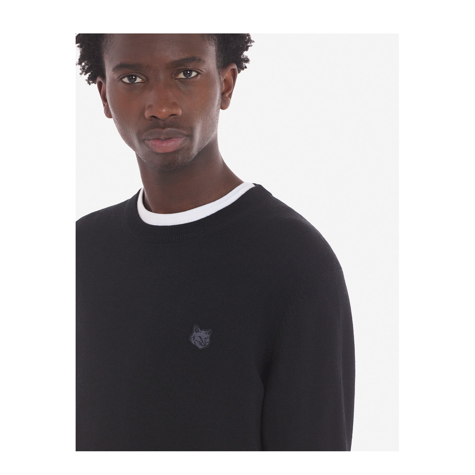 Black Crewneck Sweatshirt with Logo Application