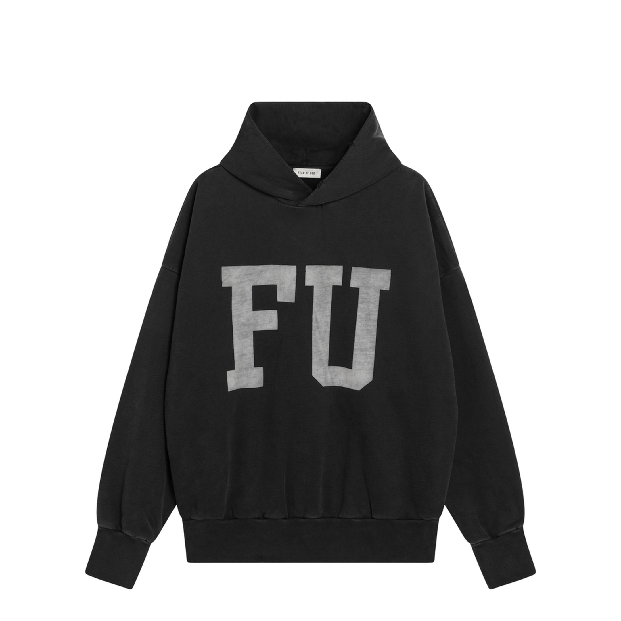 Black Vintage-Effect Hoodie