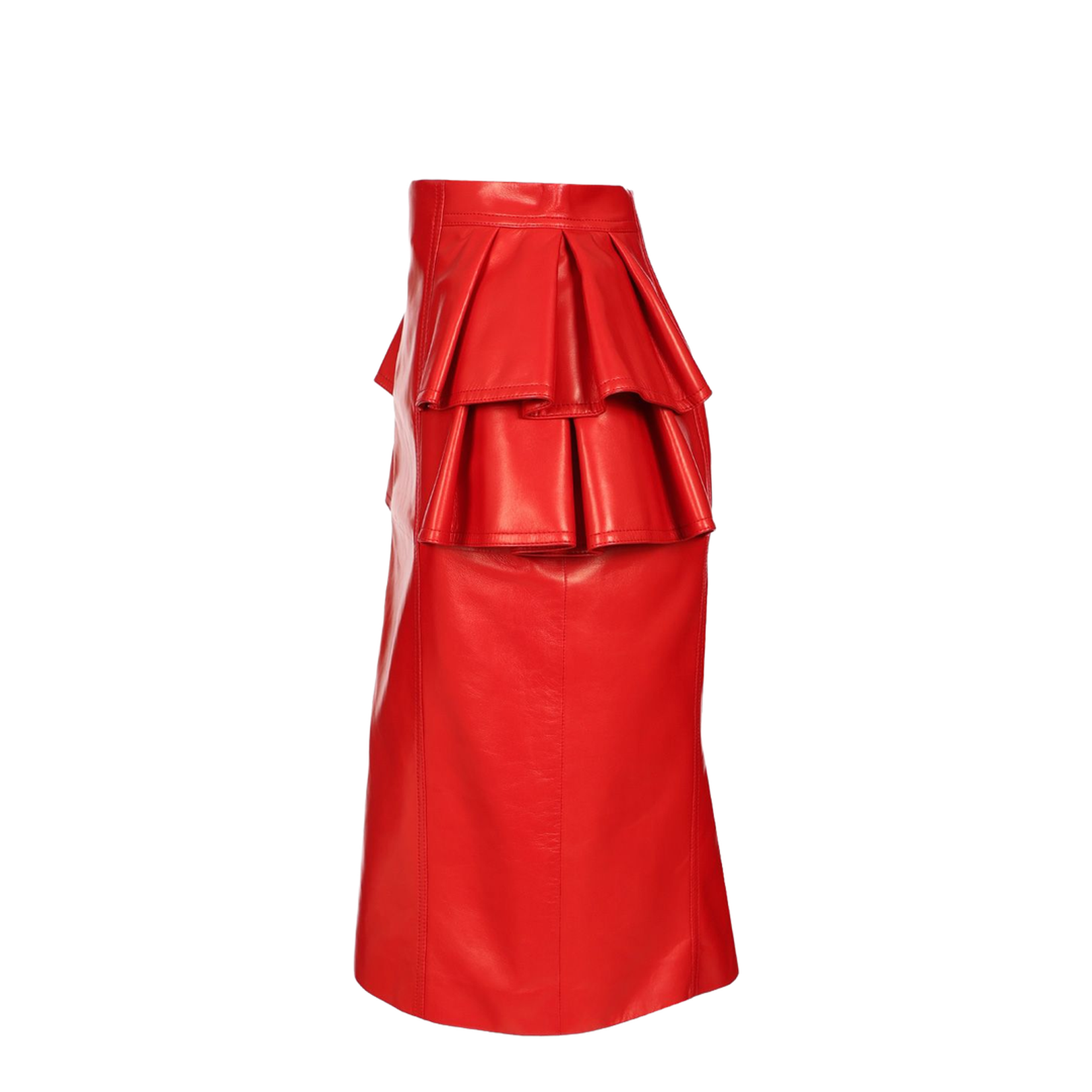 Leather Midi Skirt Red
