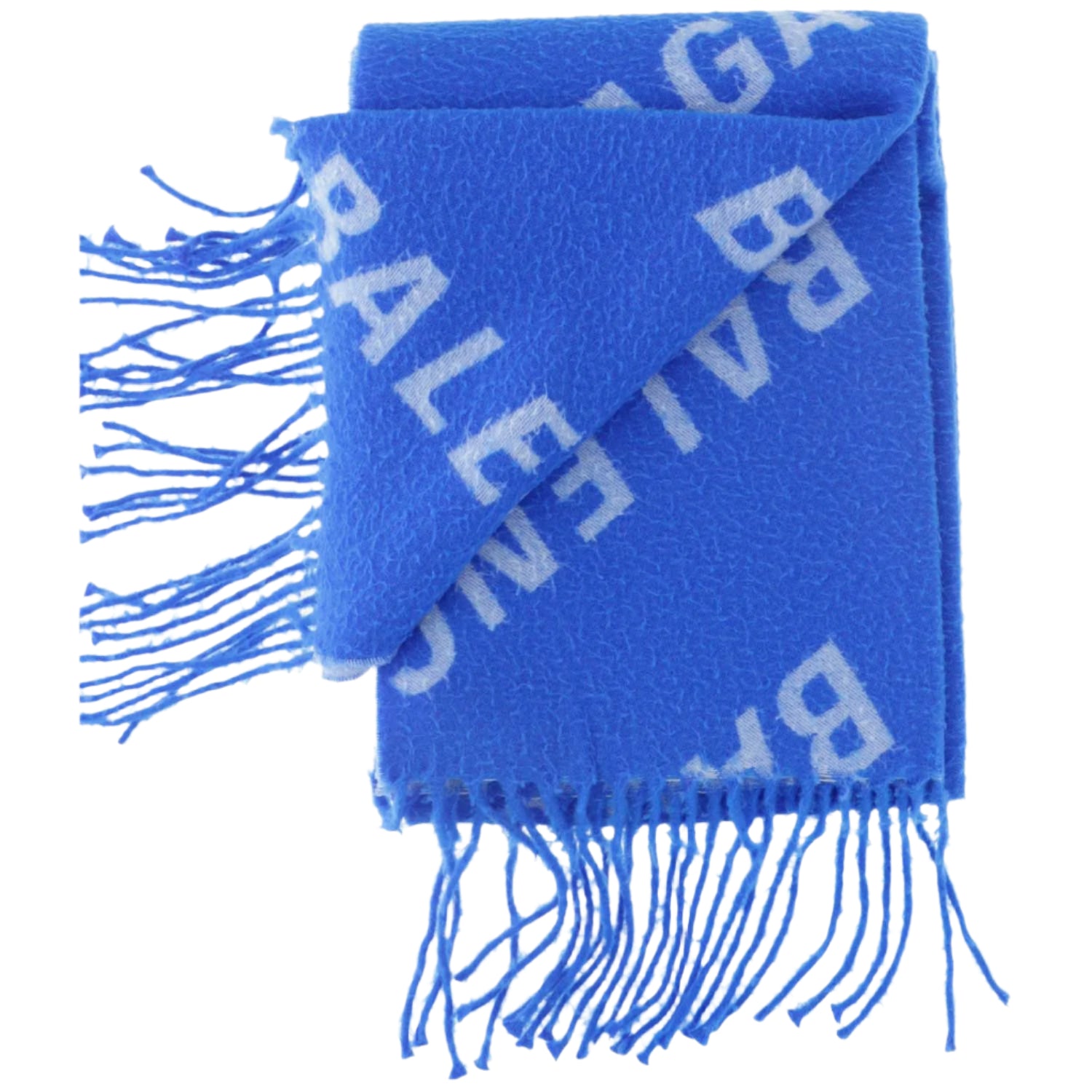蓝色全标志刺绣围巾