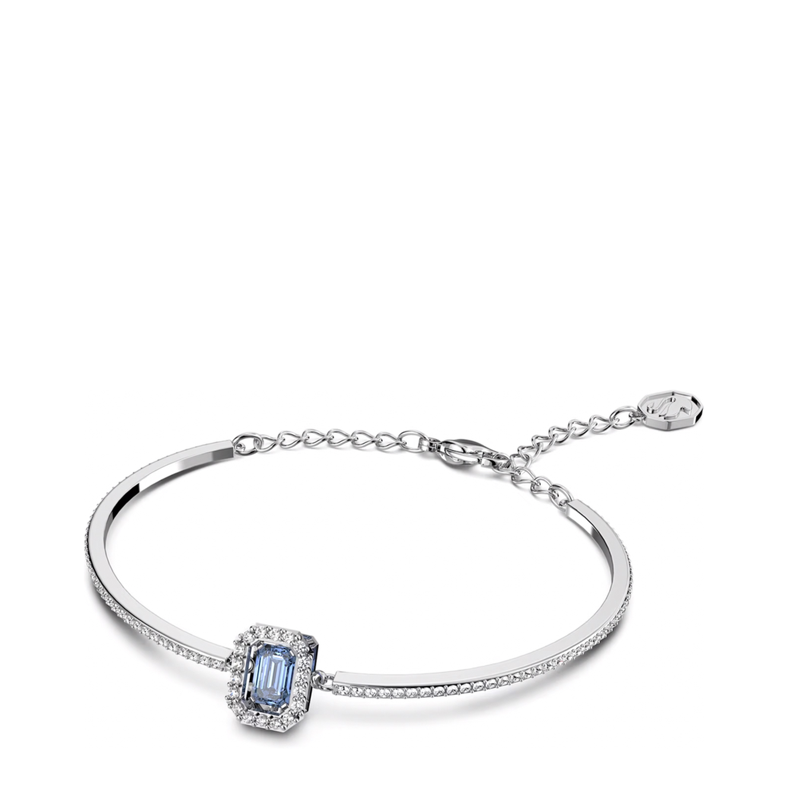 Millenia Bangle, Octagon Cut, Pavé, Blue, Rhodium Plated
