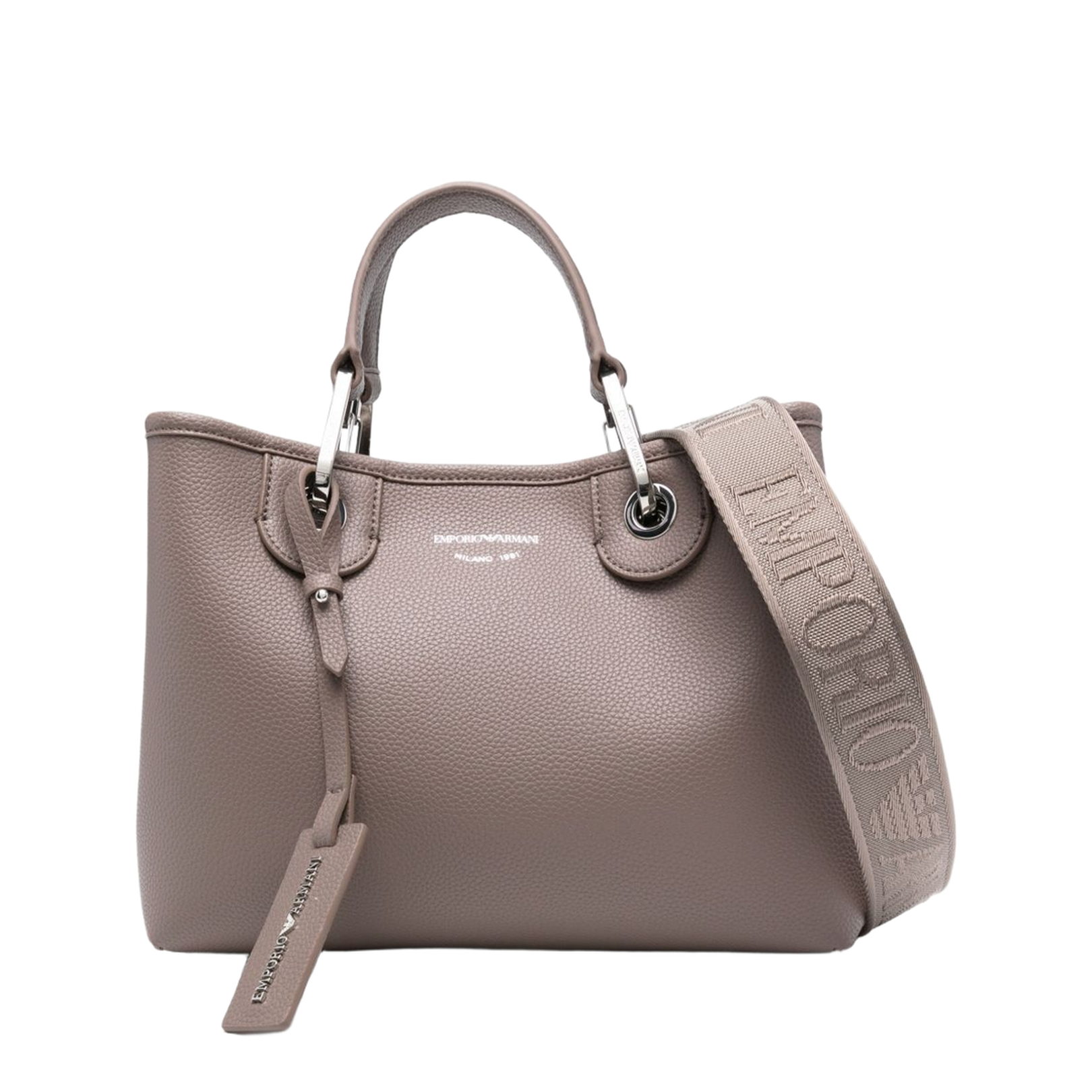 Leather Borsa Armani Shopper Shopper Bag Model Black-beige Emporio