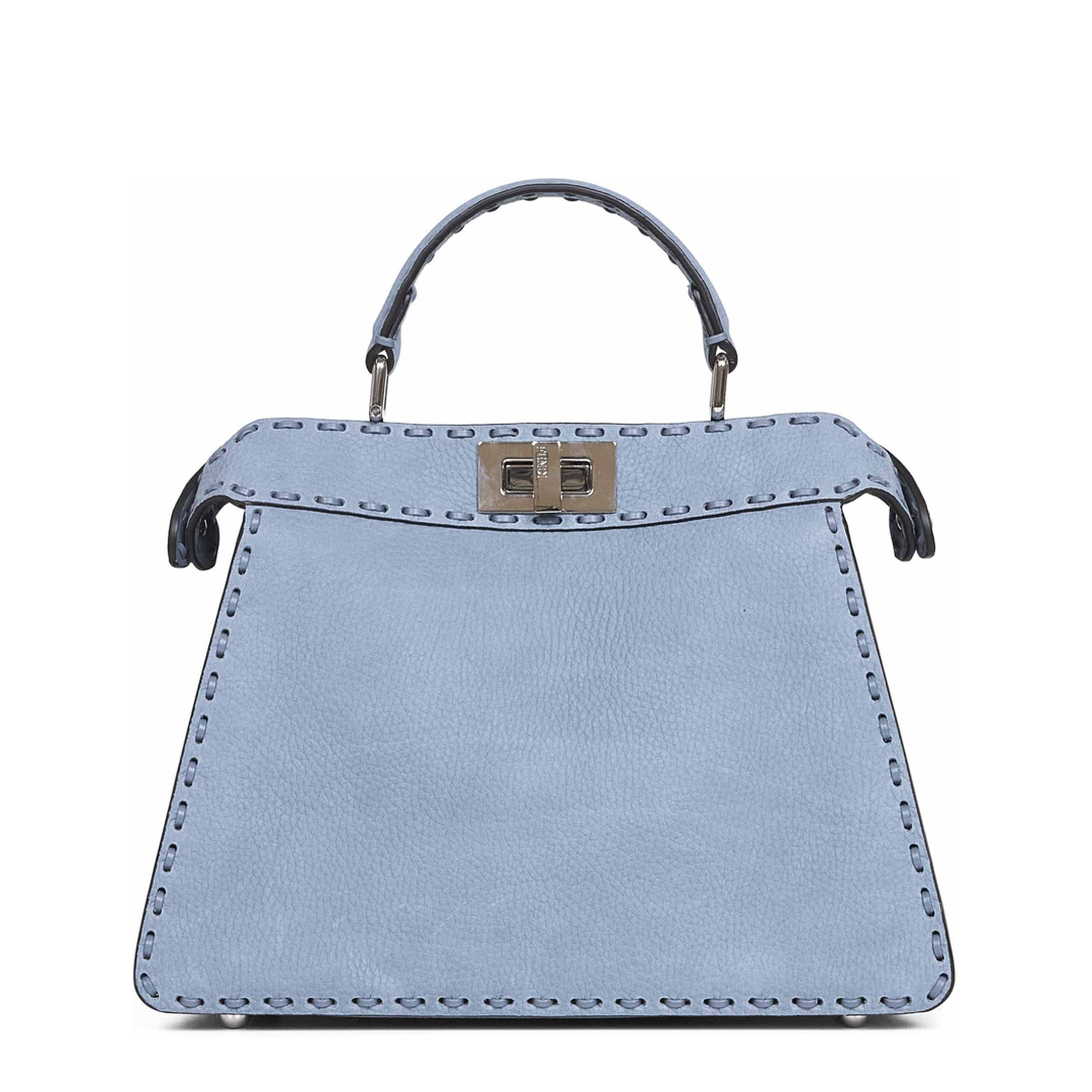 Peekaboo ISeeU Small Calfskin Tote - Mercury Blue