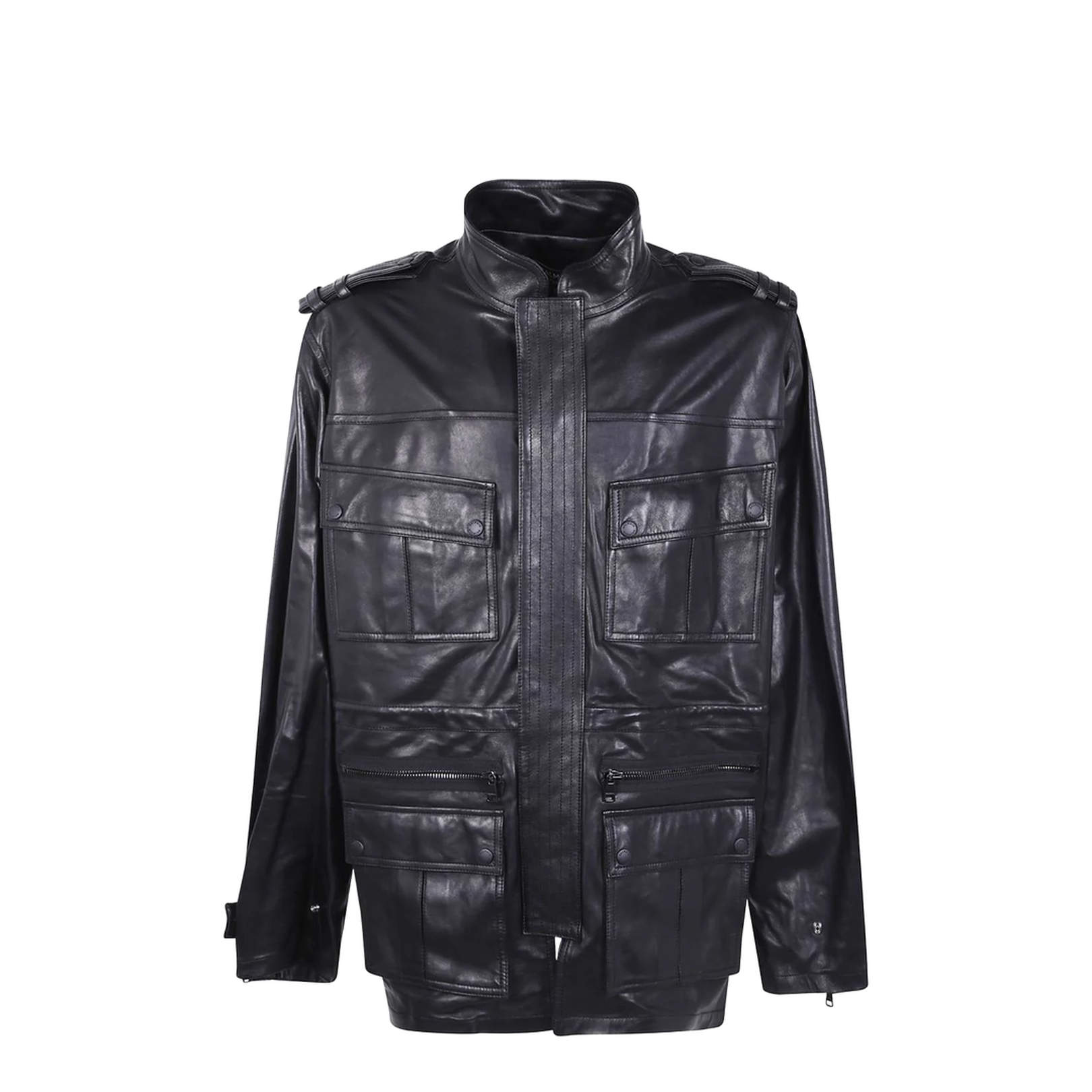 Lambskin Leather Mid Length Parka