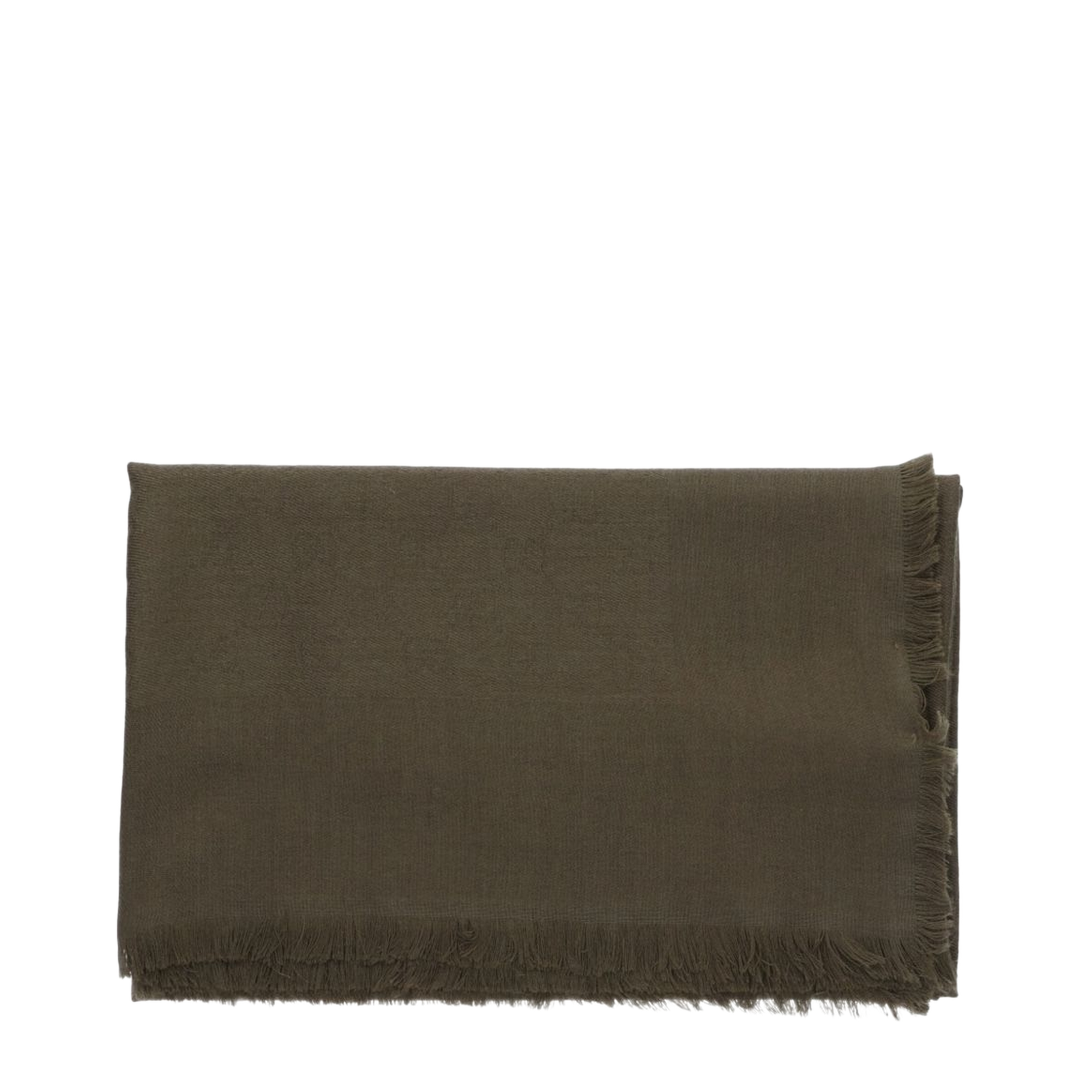 Wool and Silk Jacquard Shawl in Forrest Green