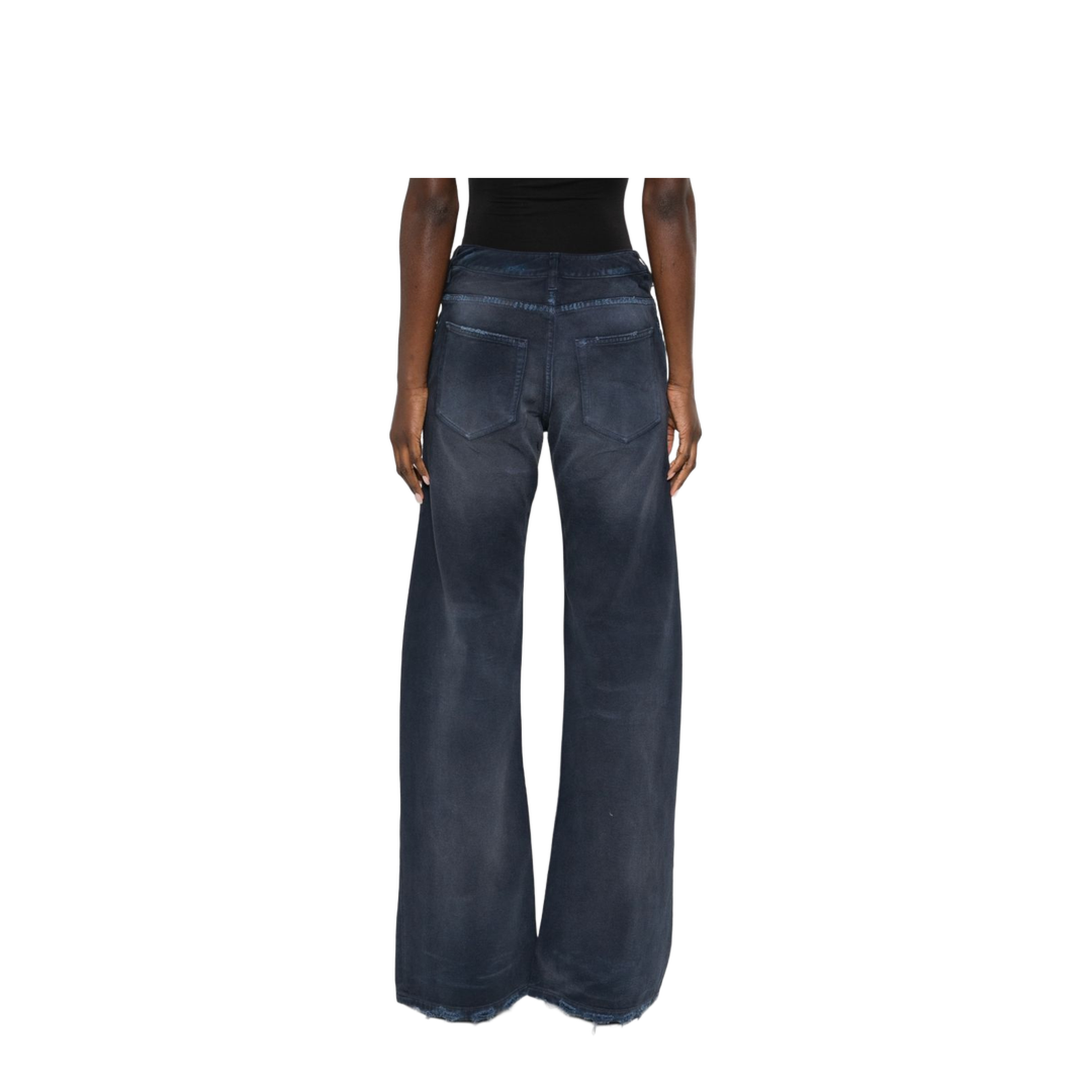 Curved Waist Pants in Navy/Dirty Dark