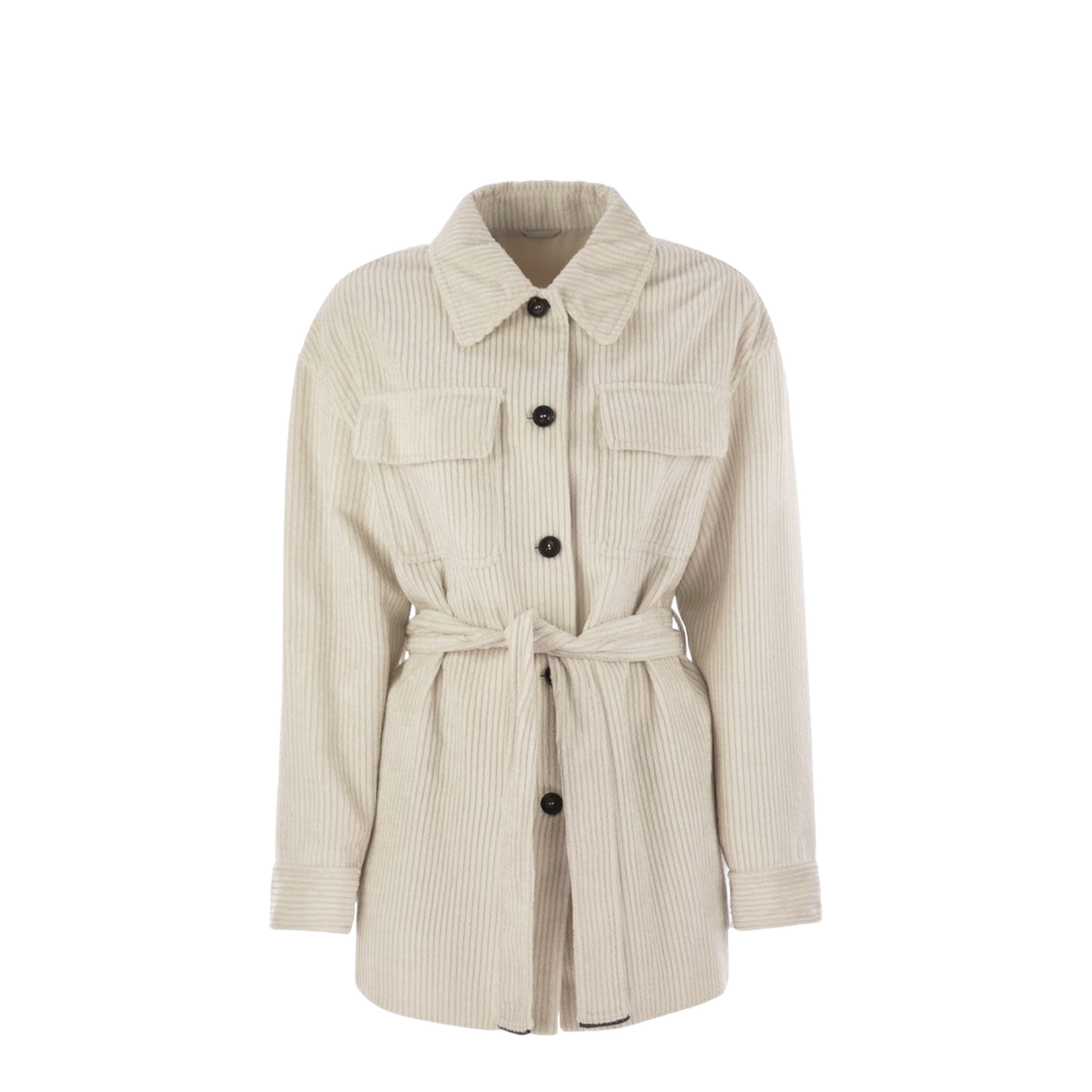 Corduroy Safari-Style Jacket with Jewellery