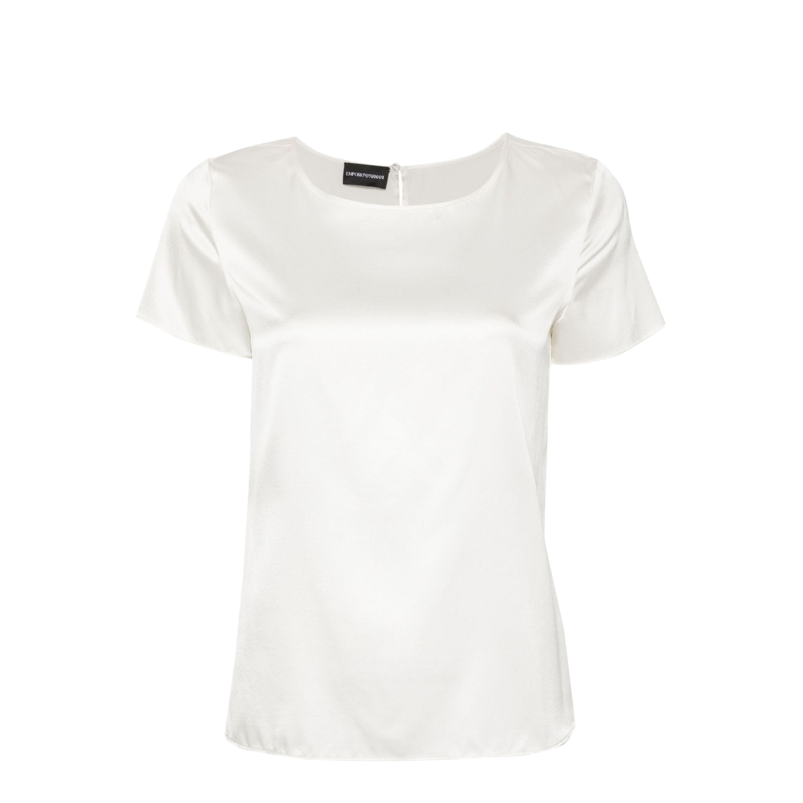 White Stretch-Silk Satin Weave Top