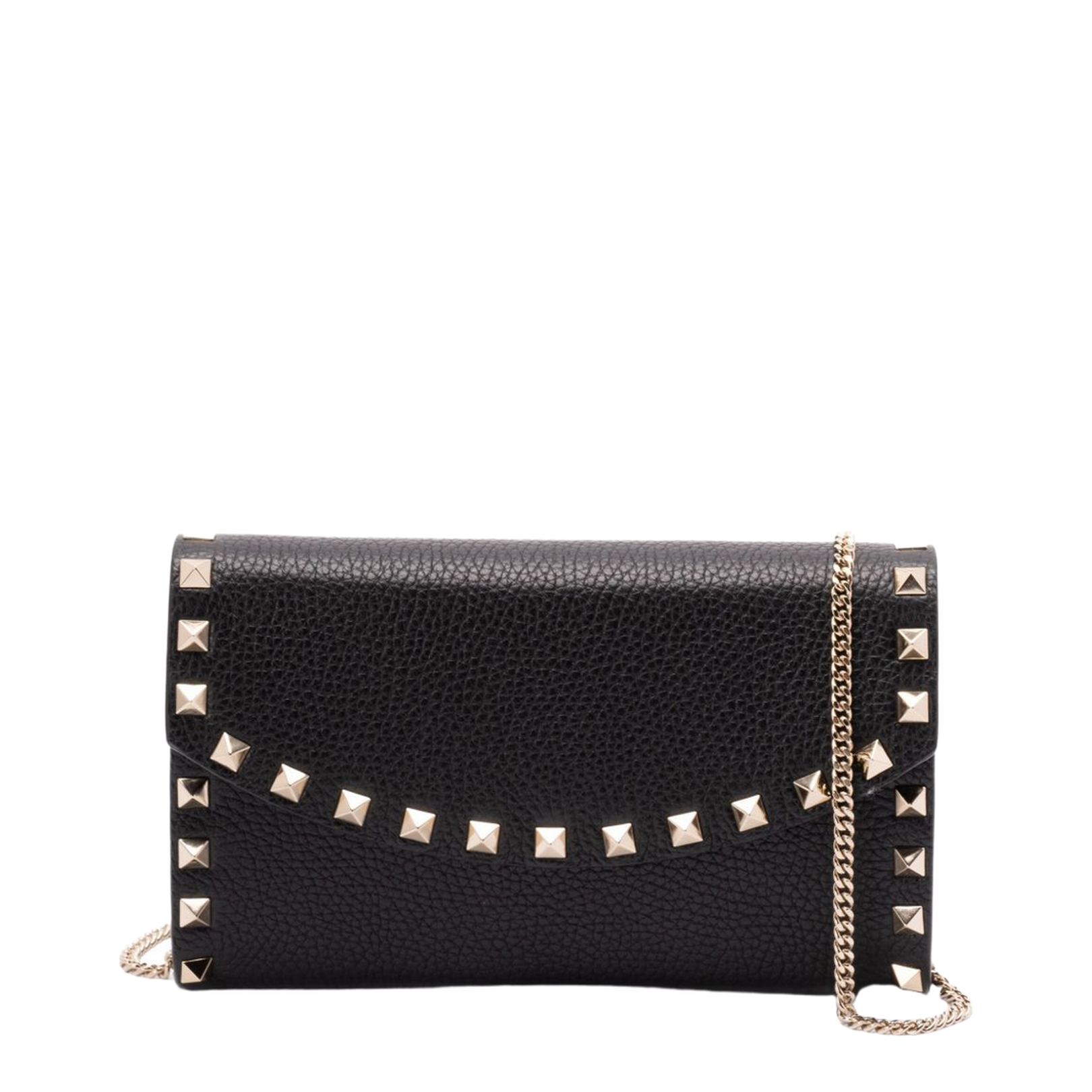 Rockstud Leather Wallet on Chain