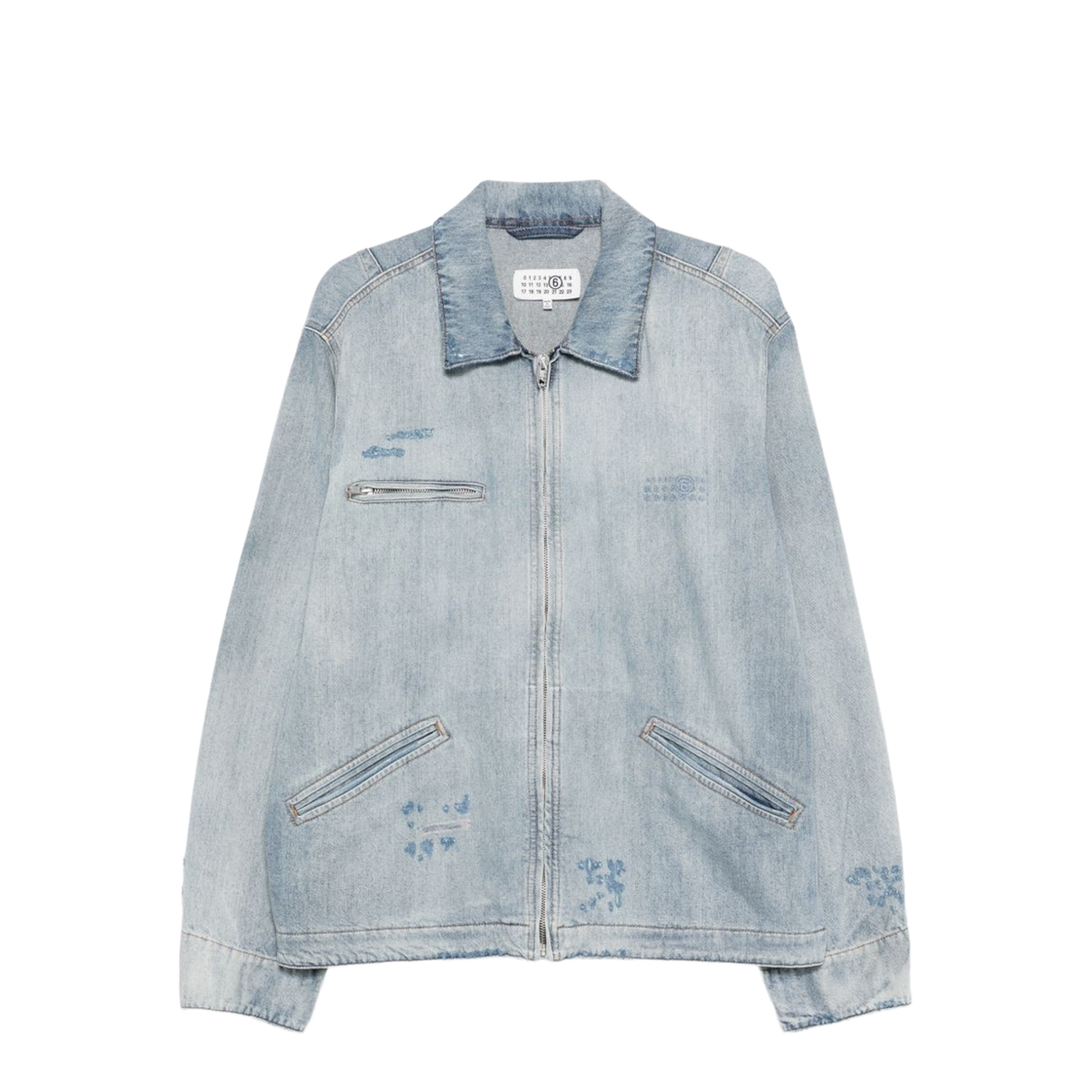 Washed Blue Zip-Up Denim Jacket