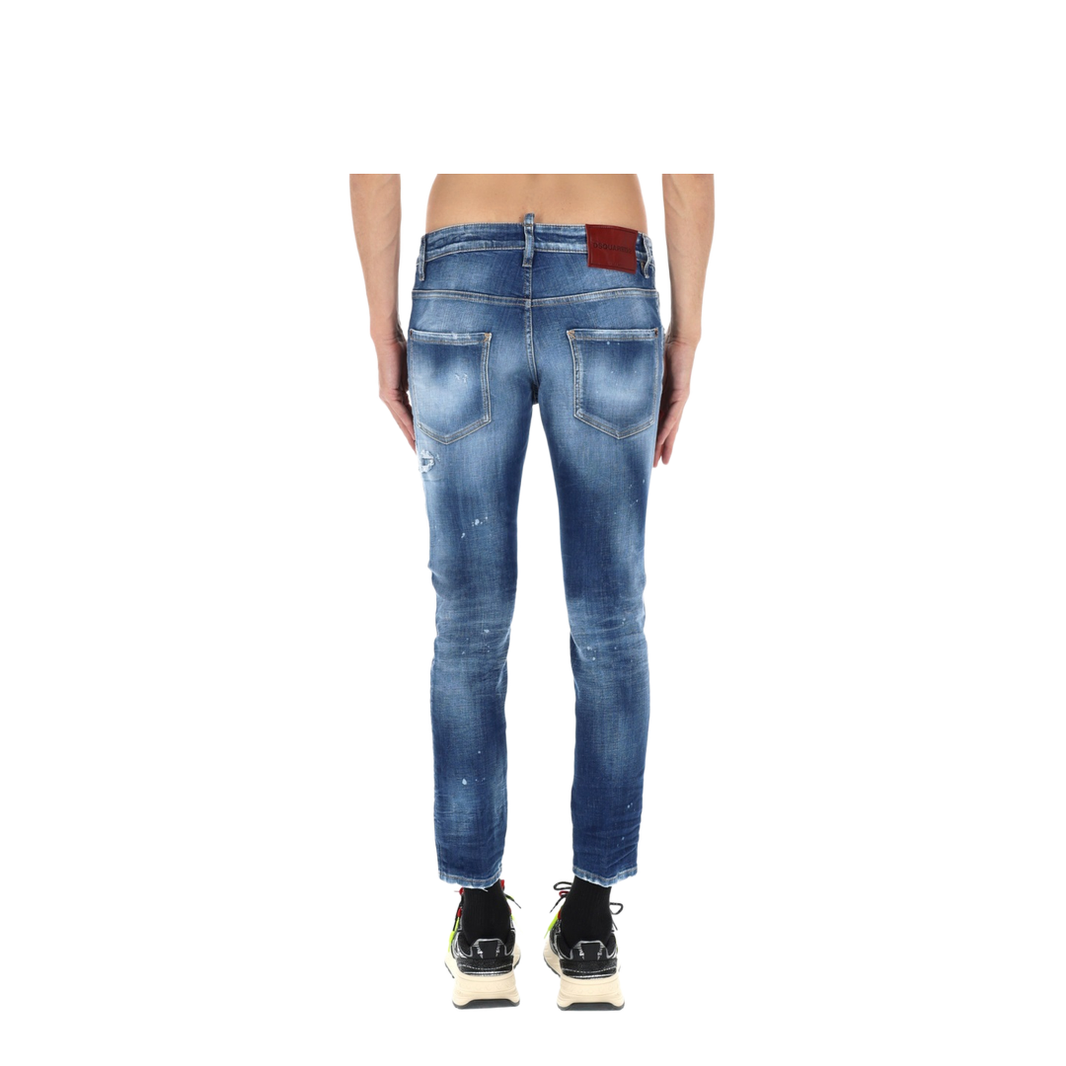 Skater Jeans in Medium Blue with Destroyed Details