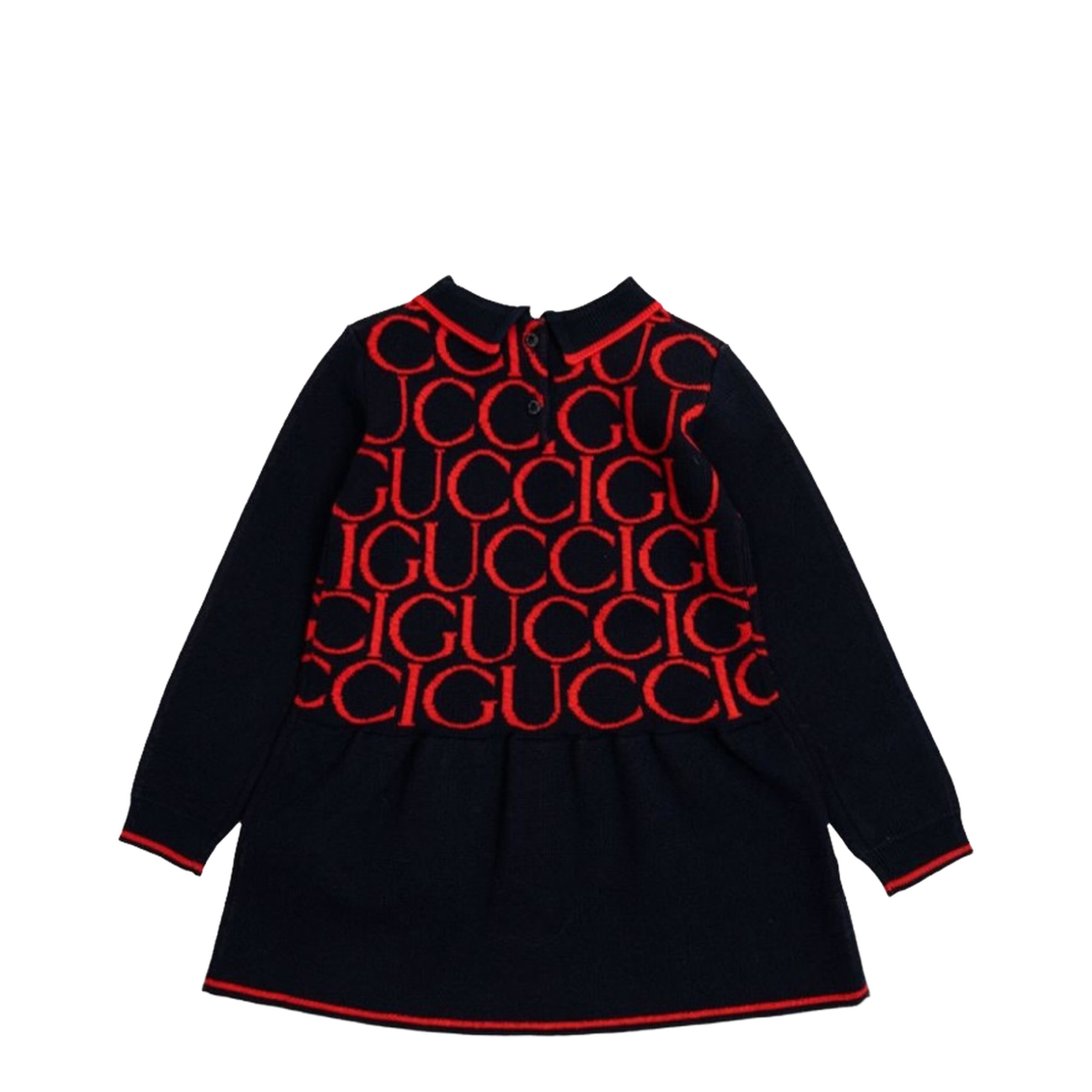 b l/s dress wo jacquard/ ultramarine/red