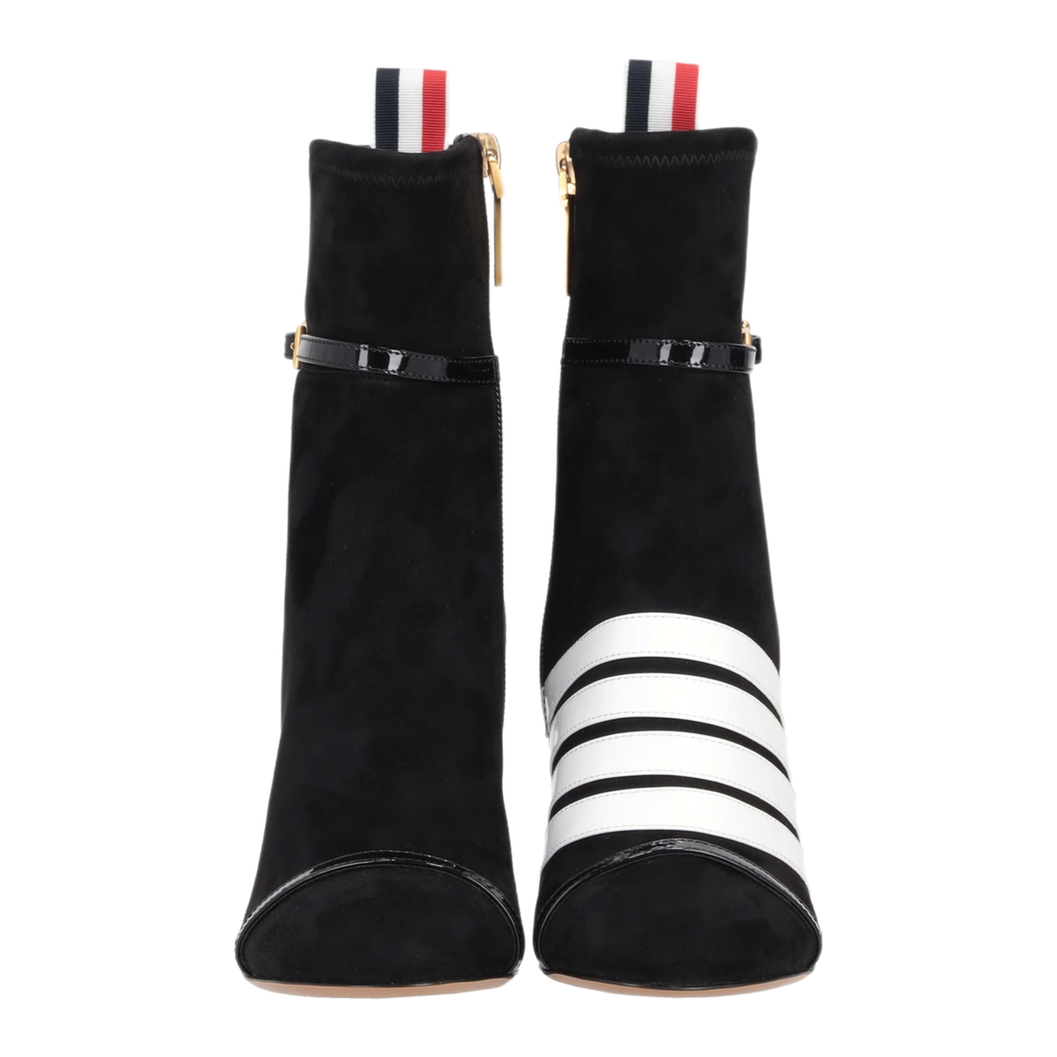 MAYFEYR - Thom Browne - Trompe L'Oeil 4-Bar Sandal Ankle Boot W/ 105Mm Round Curved Heel In Stretch Soft Suede - FFB263AL0178001