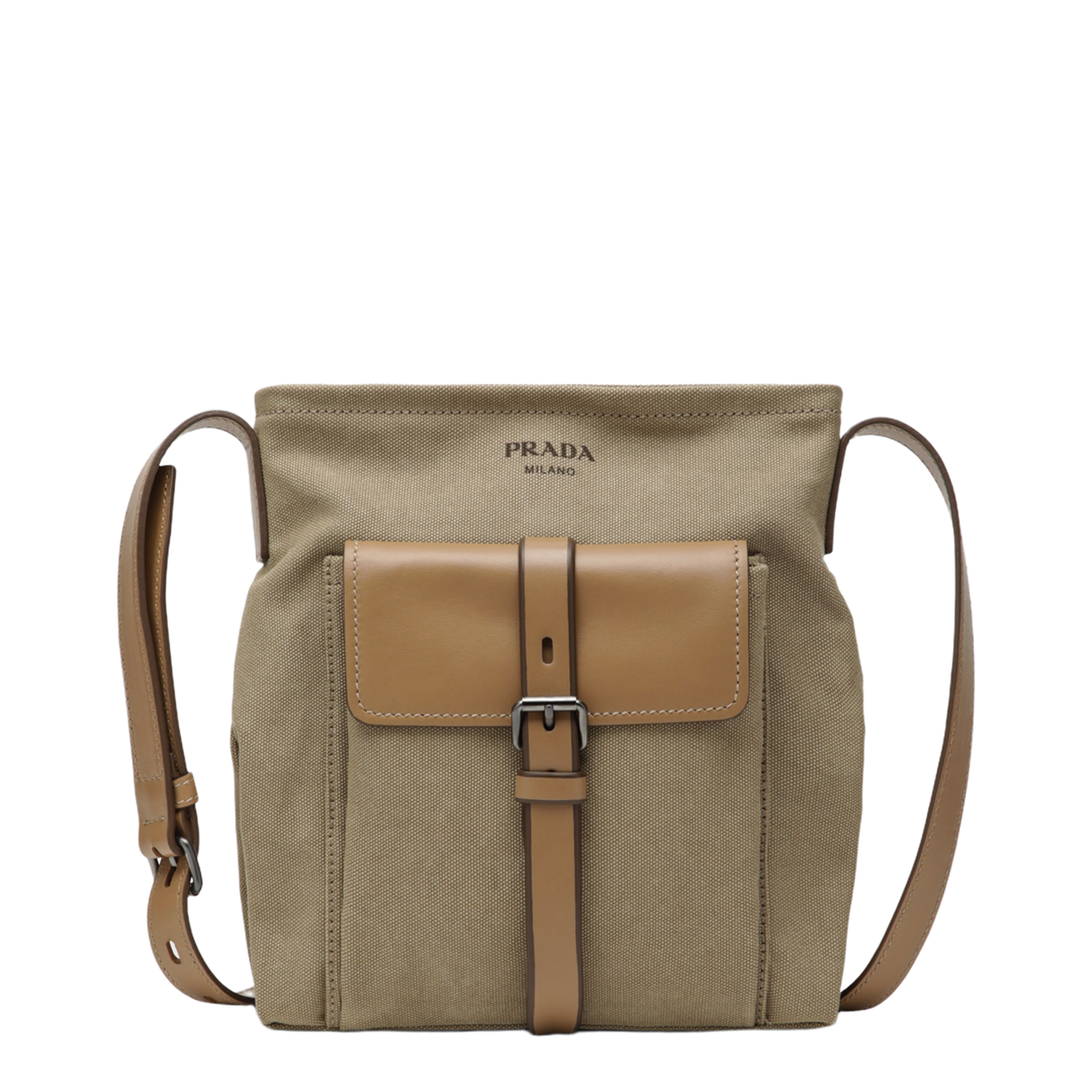 MAYFEYR - Prada - Route Crossbody Bag In Canvas And Khaki Leather - 2VH208OOO2G6SF0241