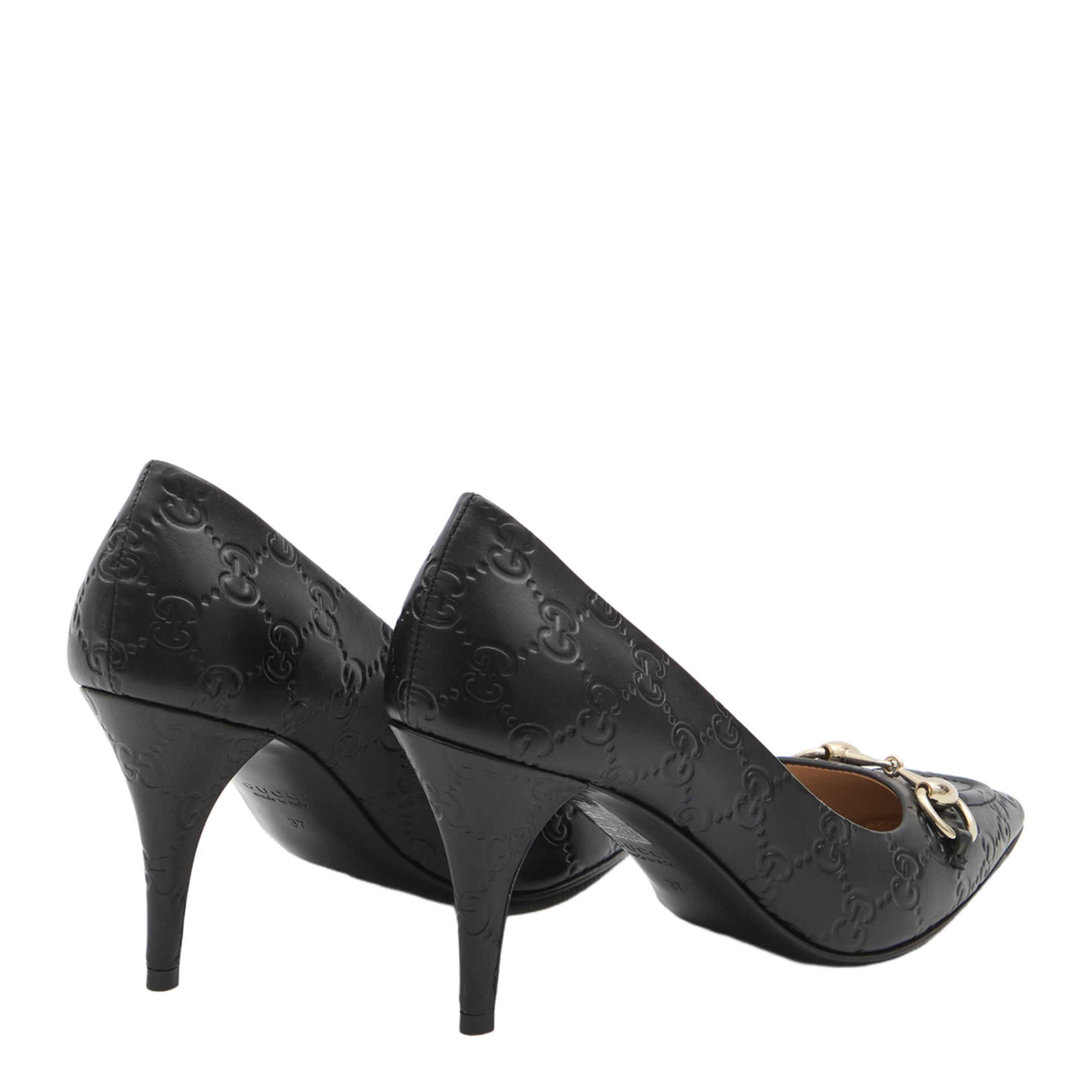 Black Leather Pumps with Horsebit