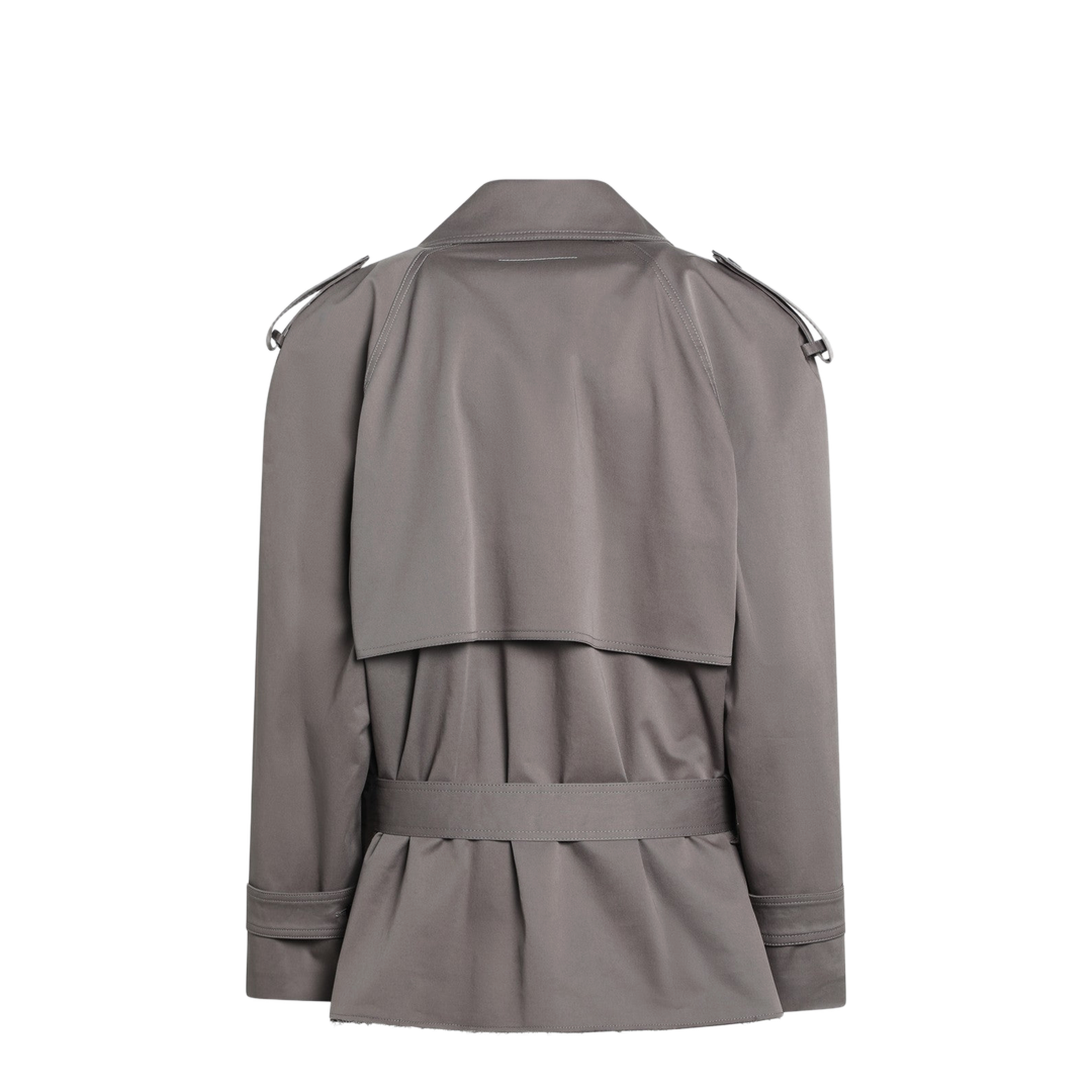 Short Double-Breasted Grey Trench Coat