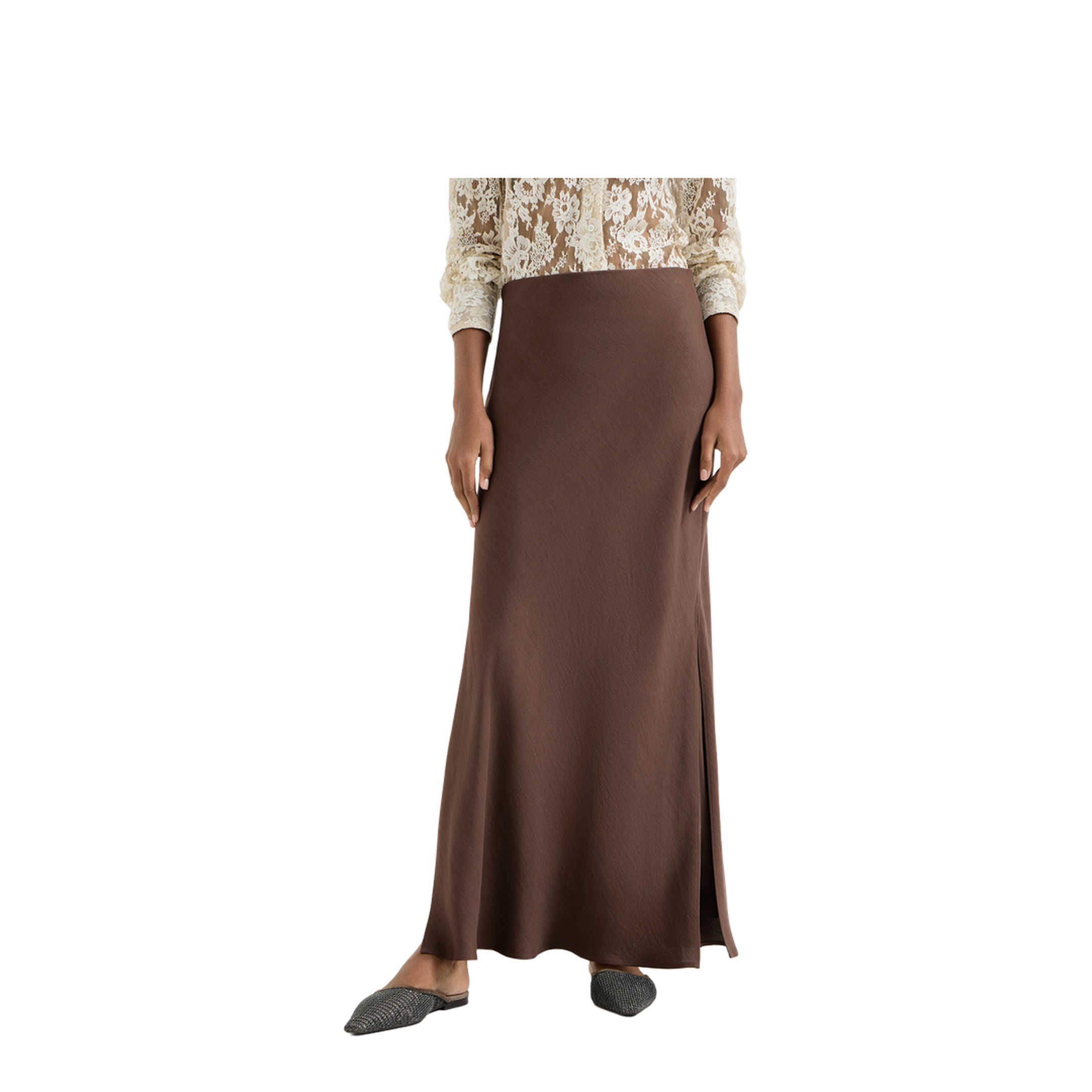 MAYFEYR - Brunello Cucinelli - Brown Viscose Blend Skirt - MH126G3396C9284