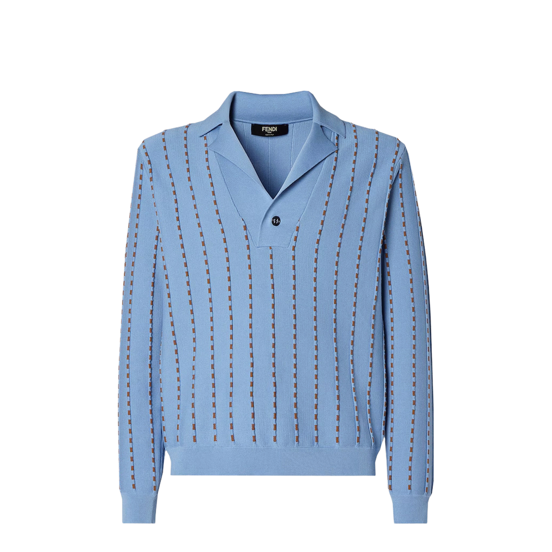 MAYFEYR - Fendi - Light Blue Cotton Knit Jumper - FZC171AWZ1F1X36