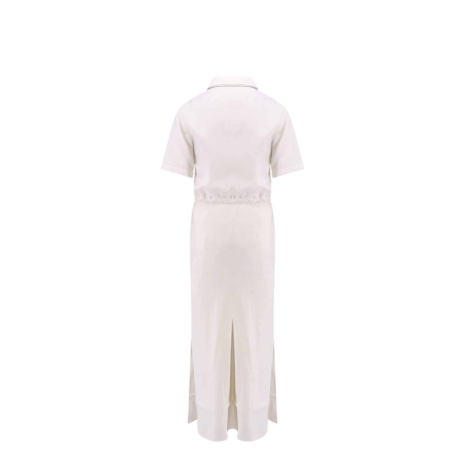 Fluid Viscose and Linen Twill Dress with Necklace