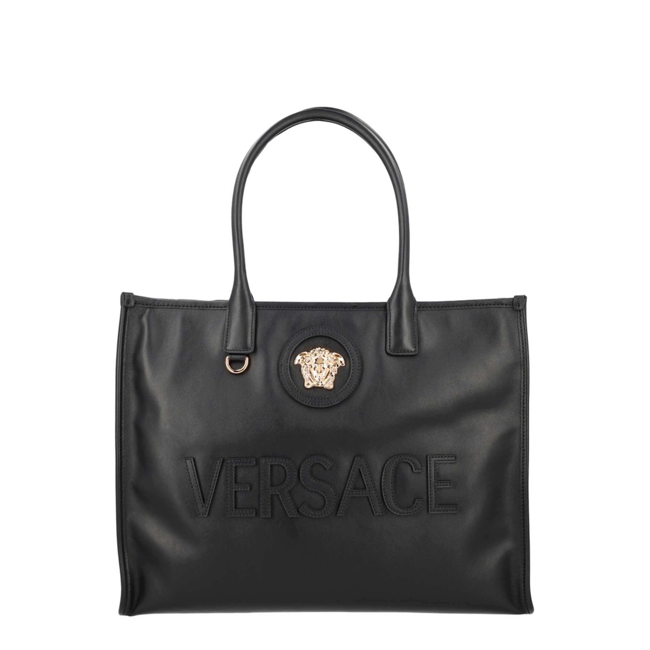 La Medusa Large Calfskin Tote Bag - Black