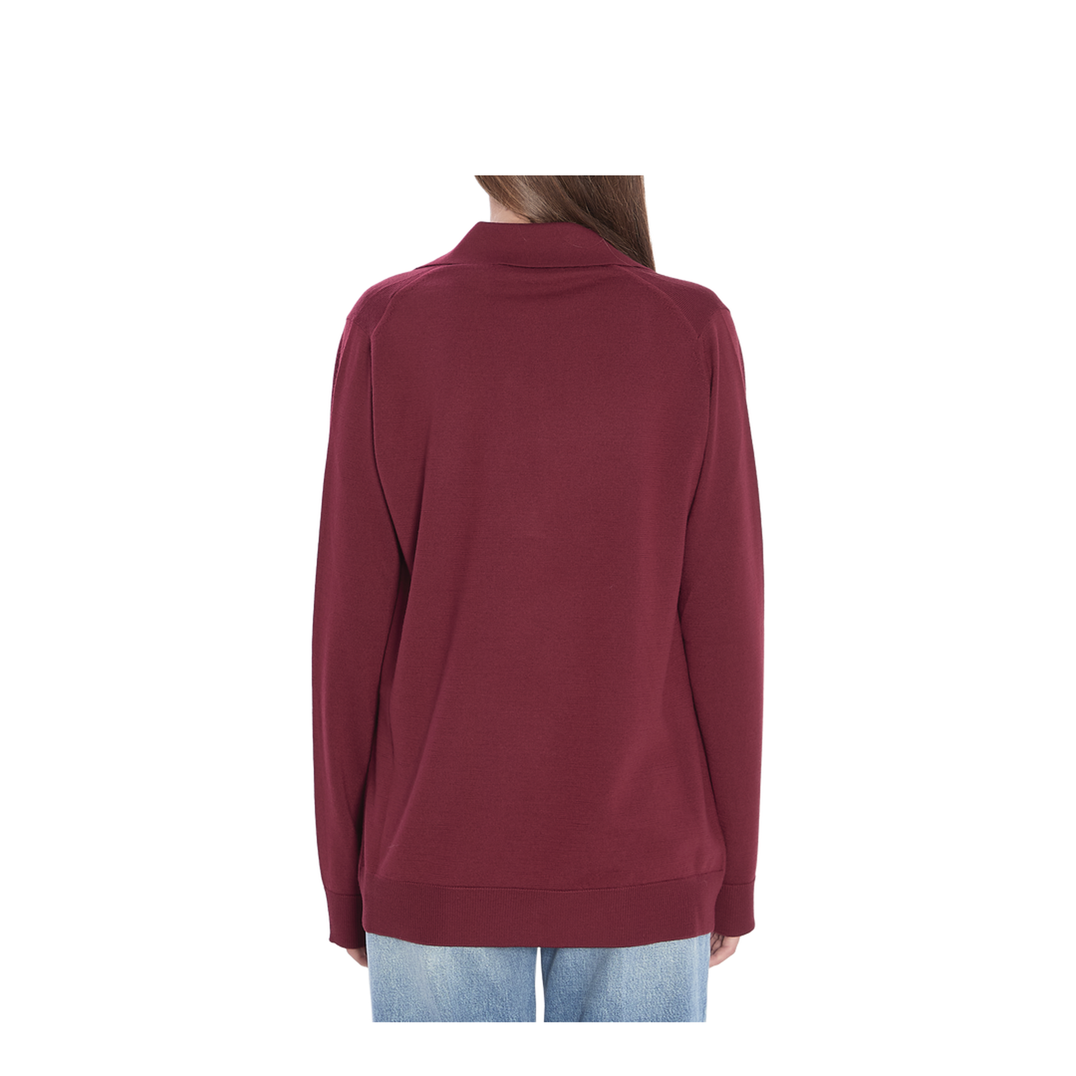 Extra Fine Wool Polo Top in Rosso Ancora Red