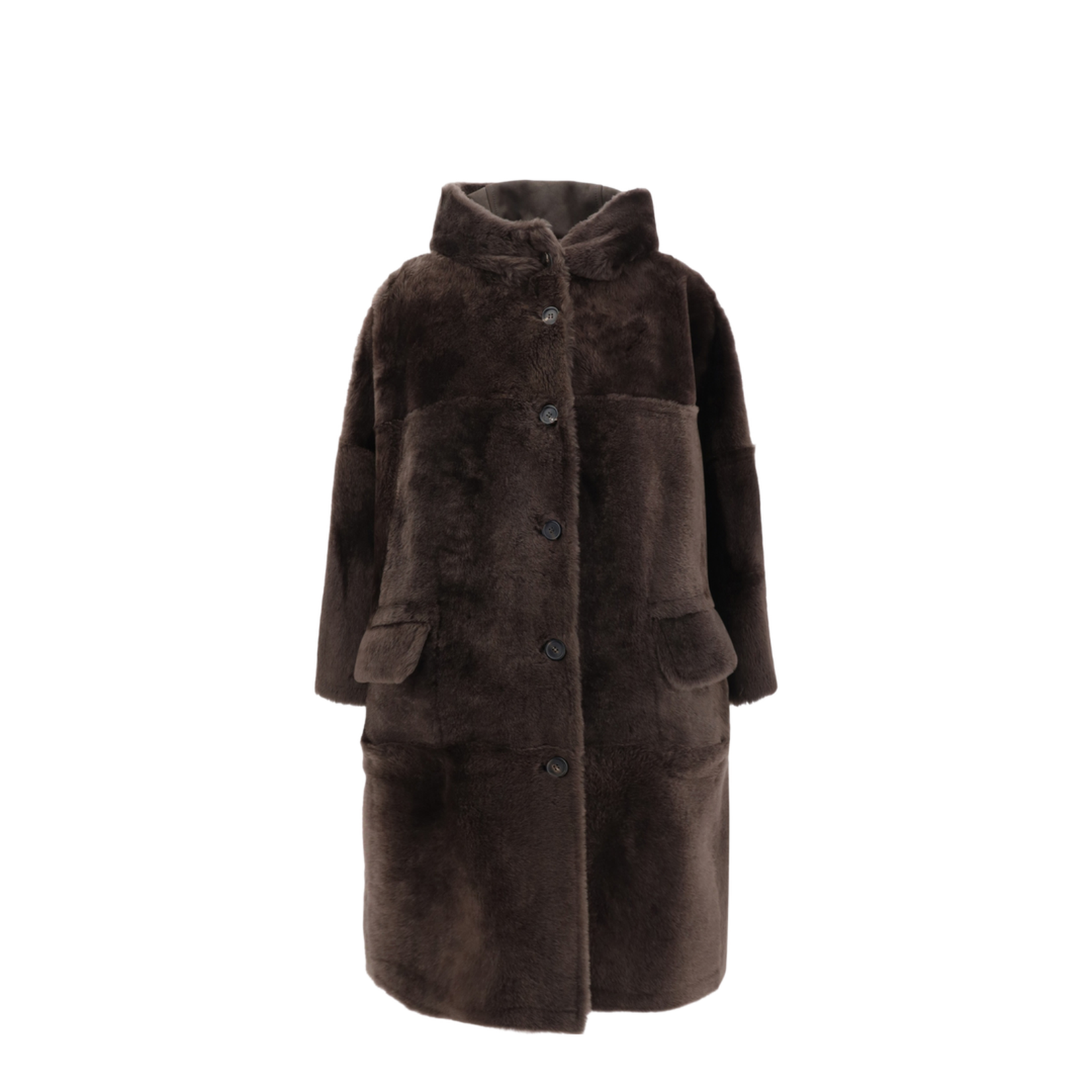 Shearling Reversible Coat in Rust Brown