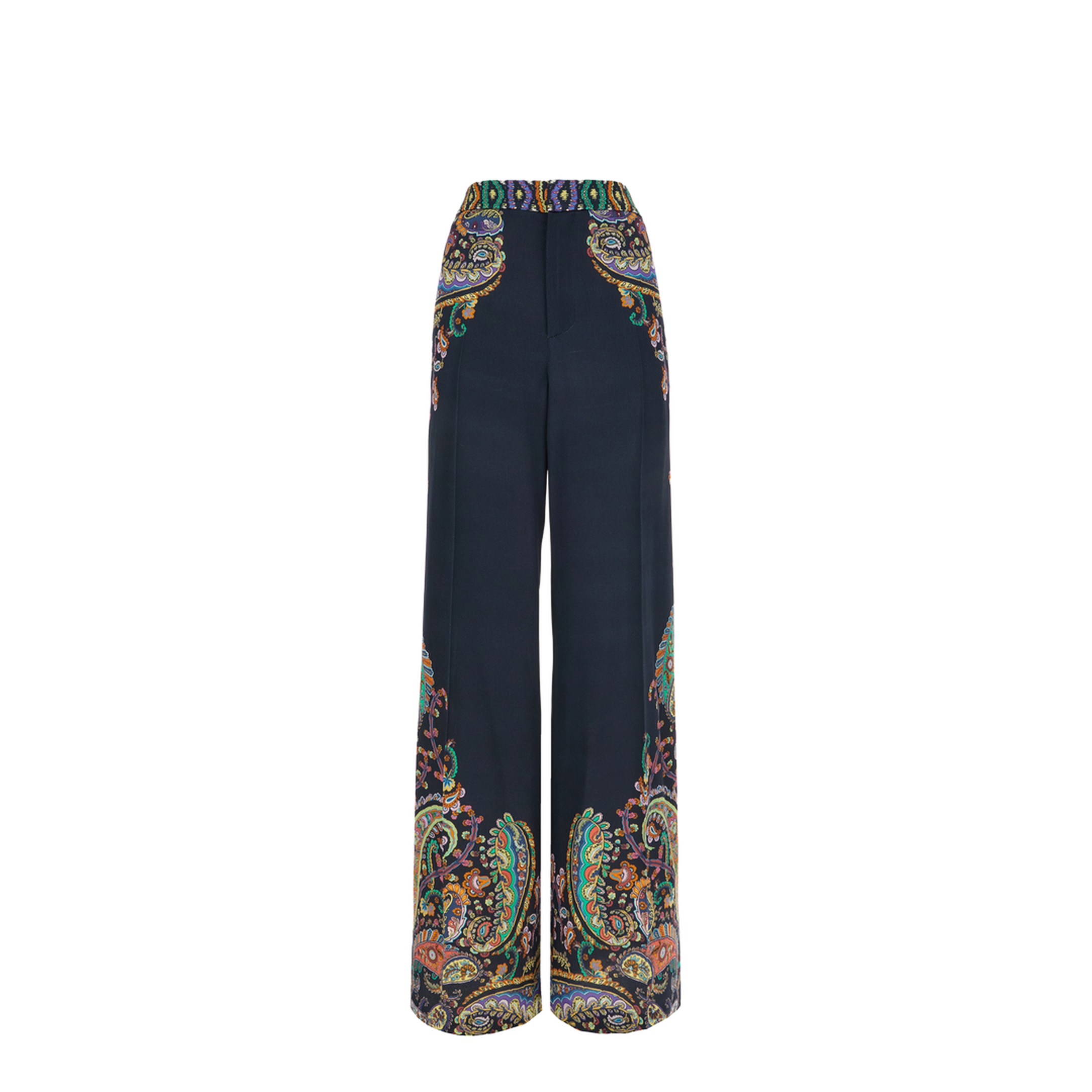 Envers Satin Fabric Wide-Leg Trousers - Multicolor