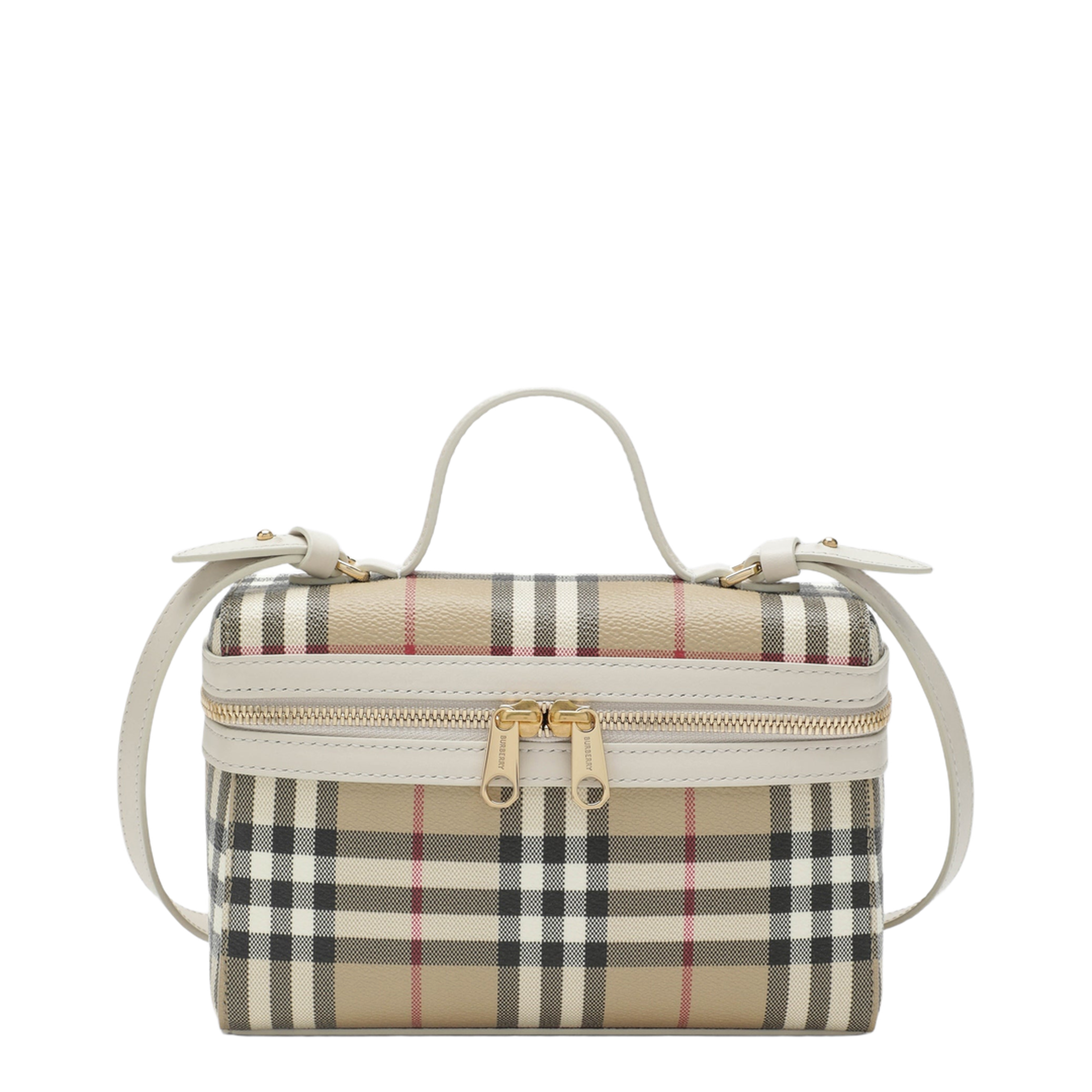 MAYFEYR - Burberry - Vanity Check Vanity Bag In Cotton Blend Beige - 8125135154367B7348