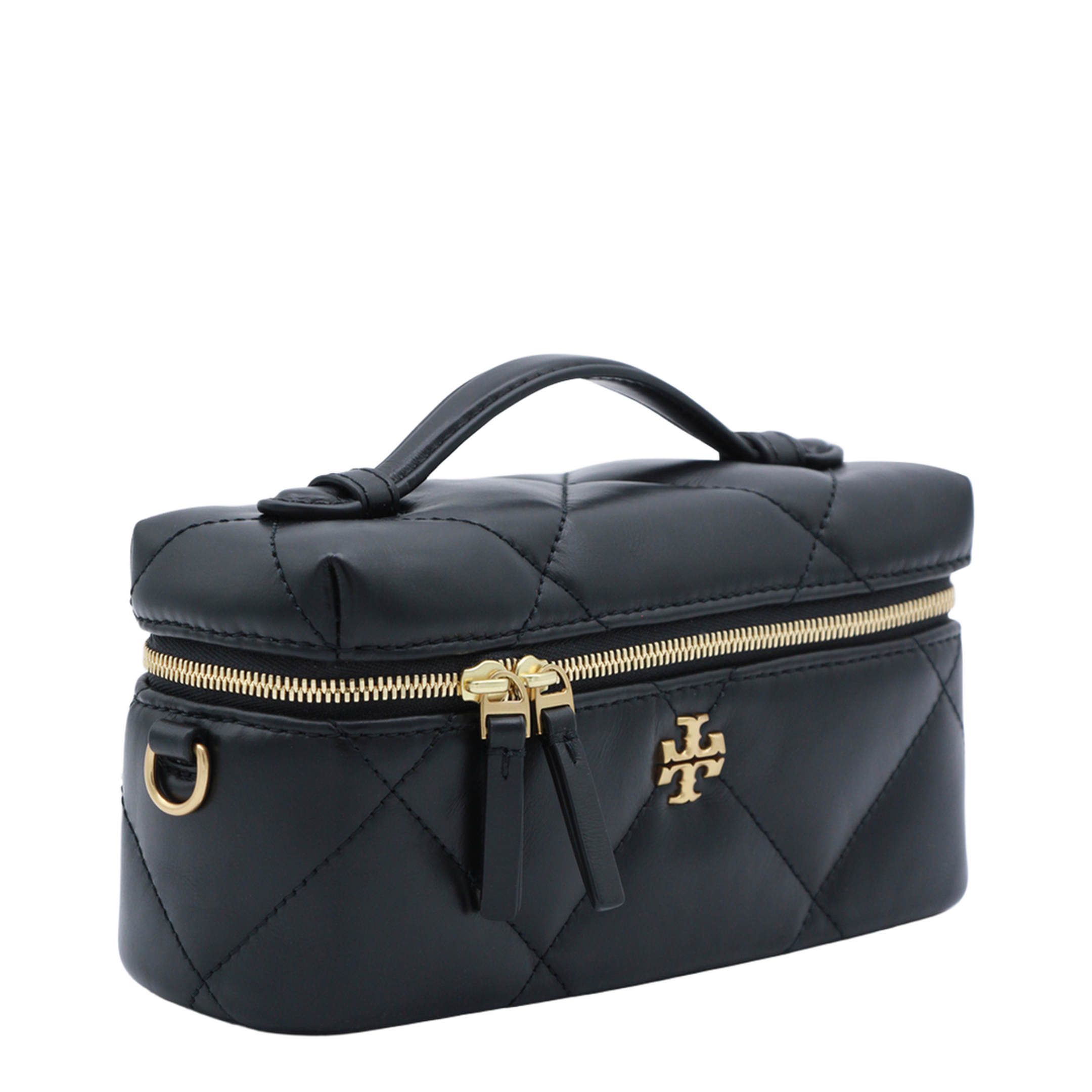 Kira Diamond Quilt Vanity Case - Black
