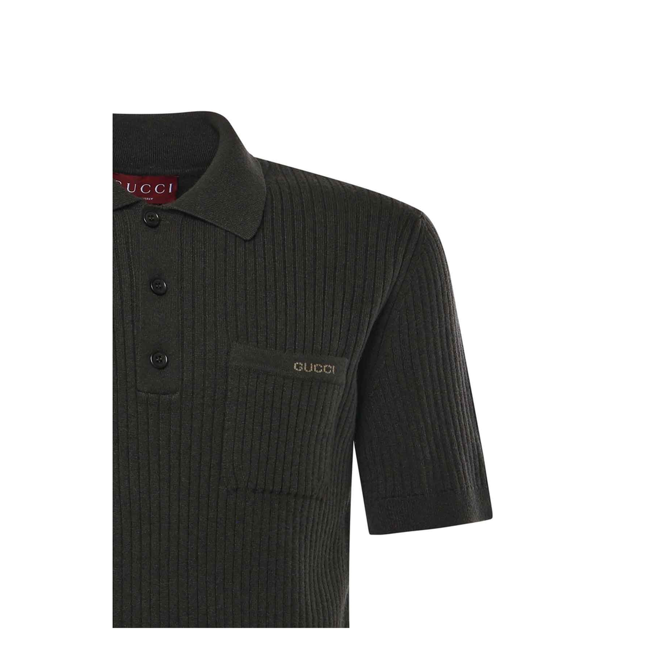Ribbed Knit Polo Shirt in Forest Green
