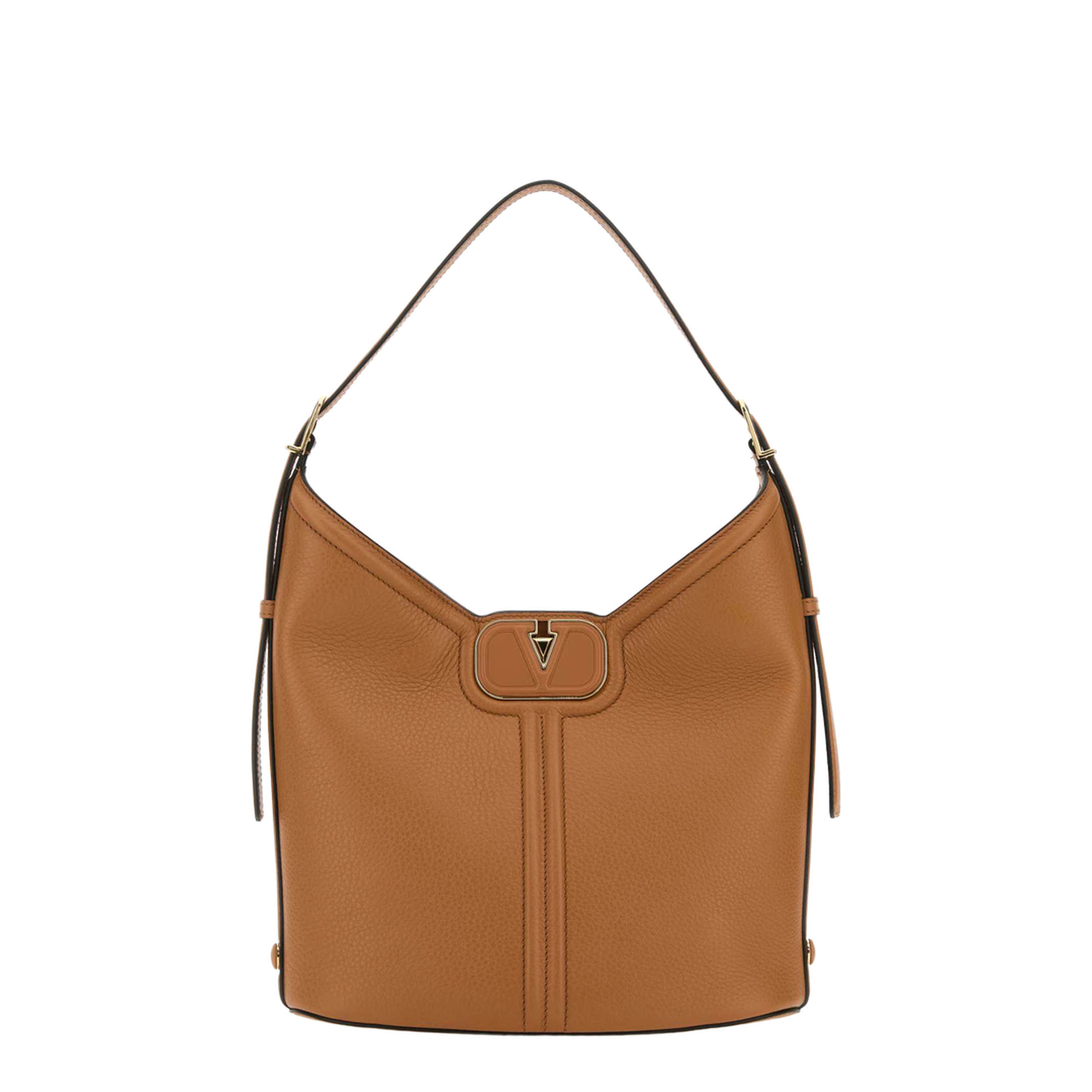 Camel Leather Vlogo Handbag