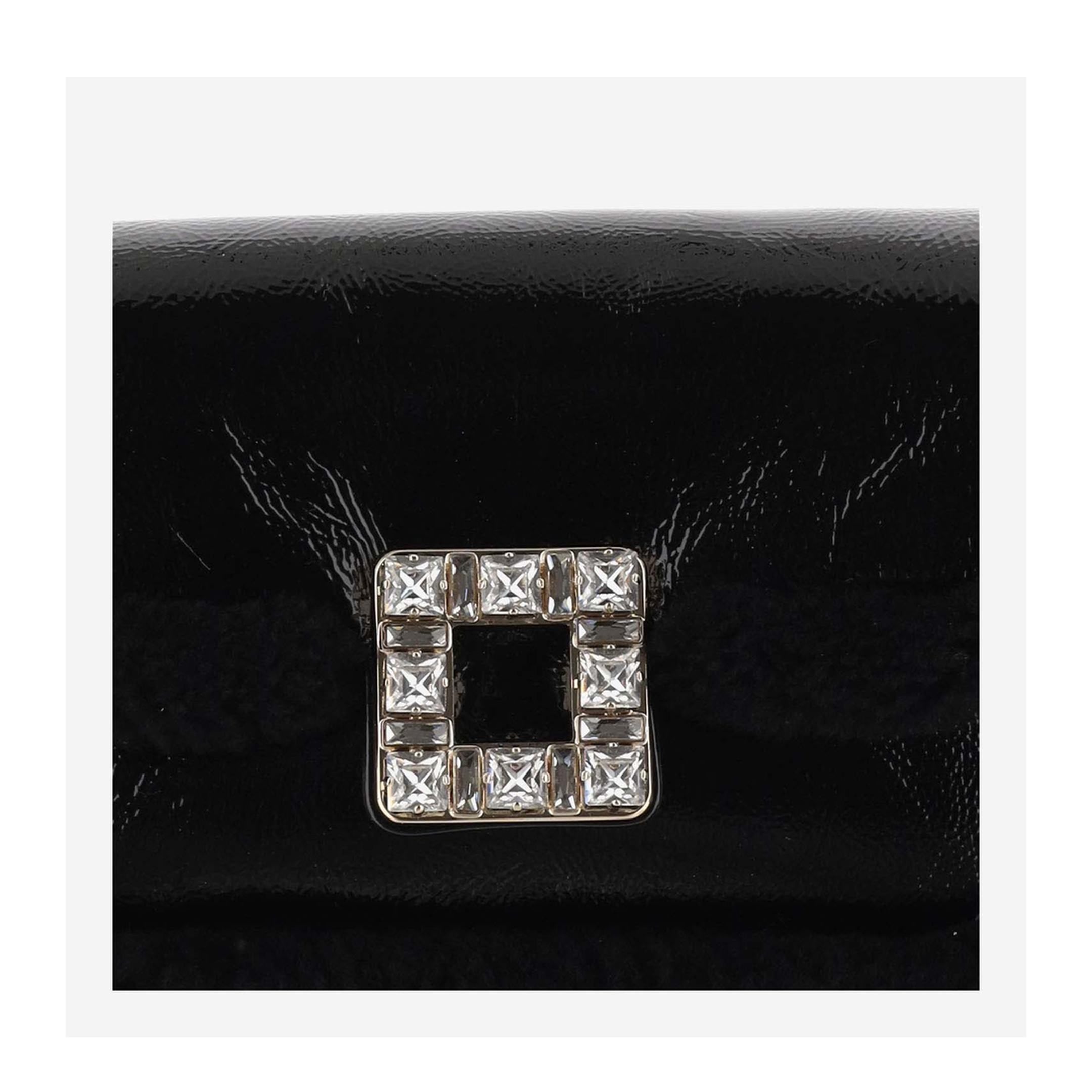 Shearling Strass Buckle Clutch Bag