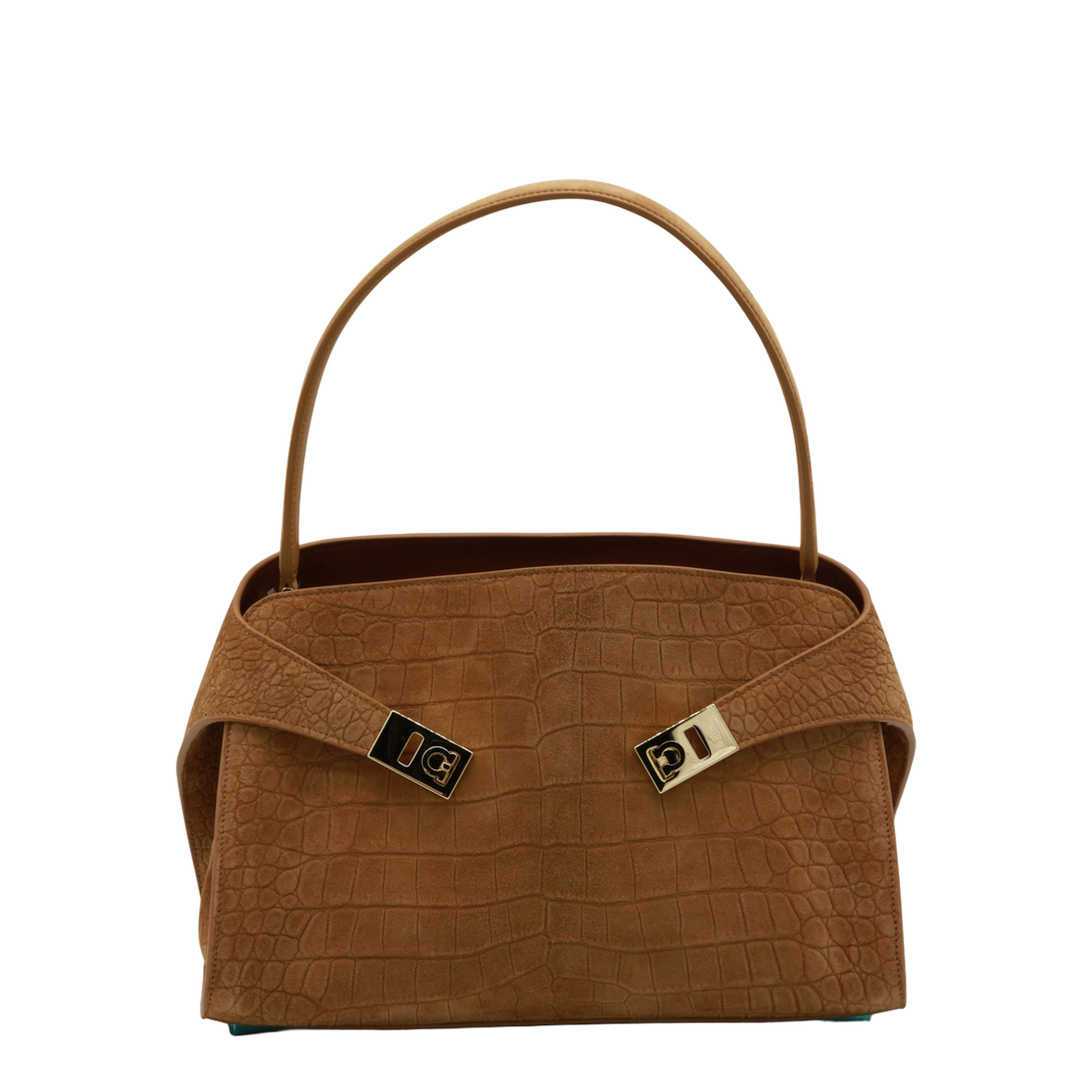 Croc Small Leather Shoulder Bag - Brown