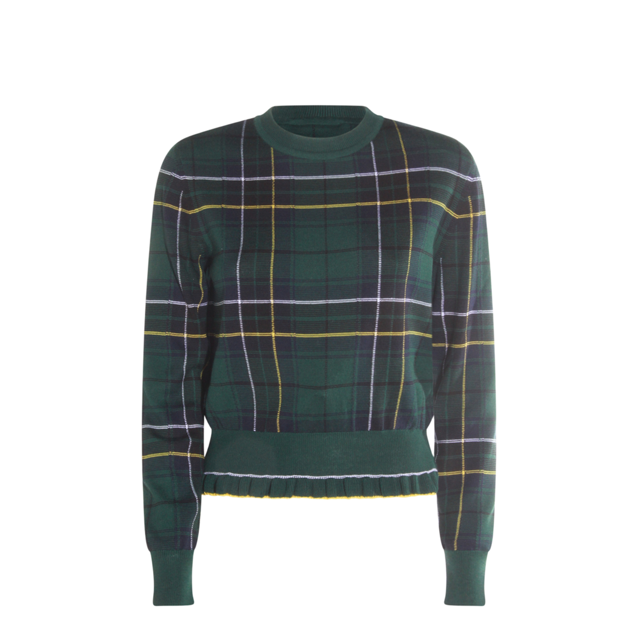 Wool Tartan Jumper Dark Green Blue