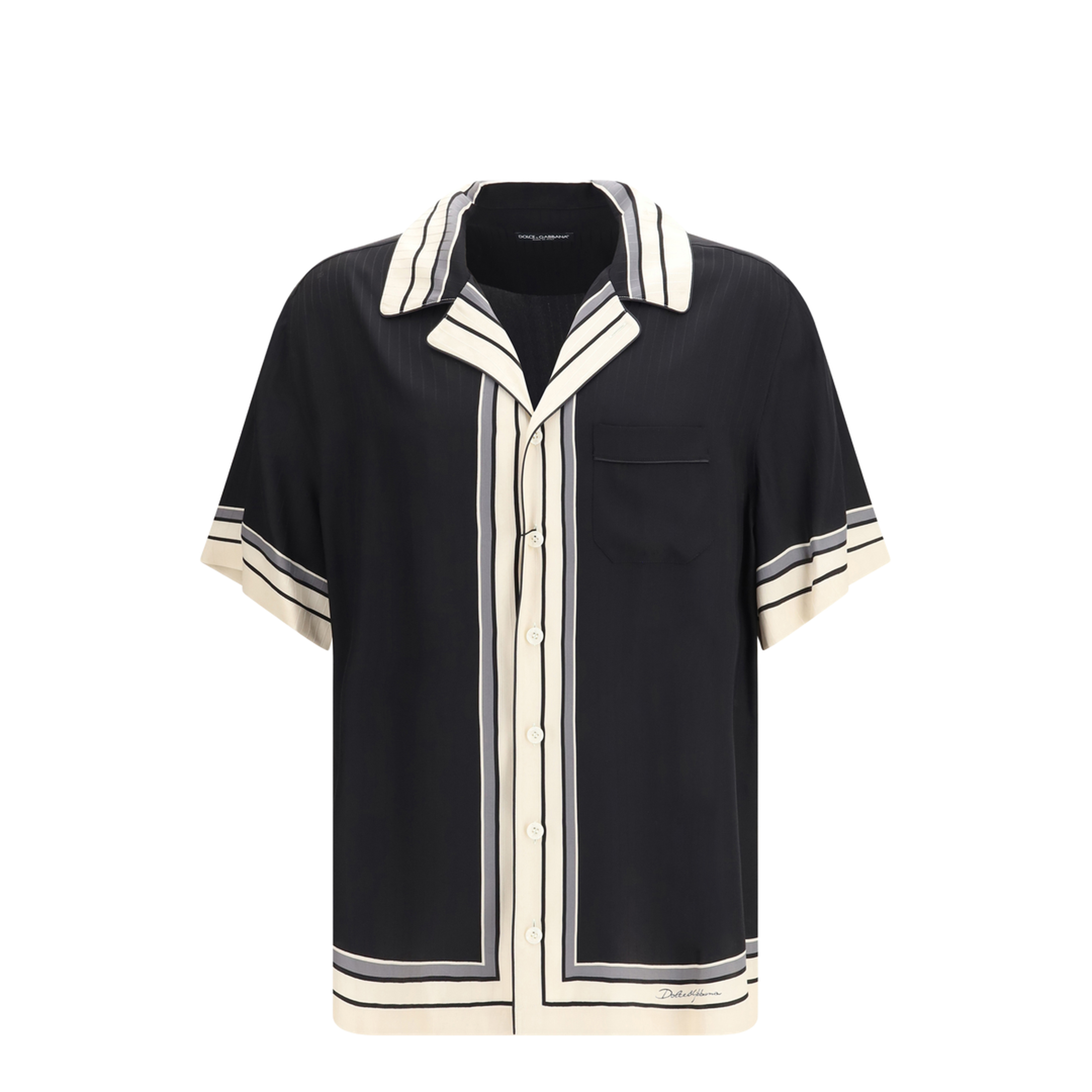 MAYFEYR - Dolce & Gabbana - Hawaii Shirt With Logo And Striped Print - G5LH3THI11T