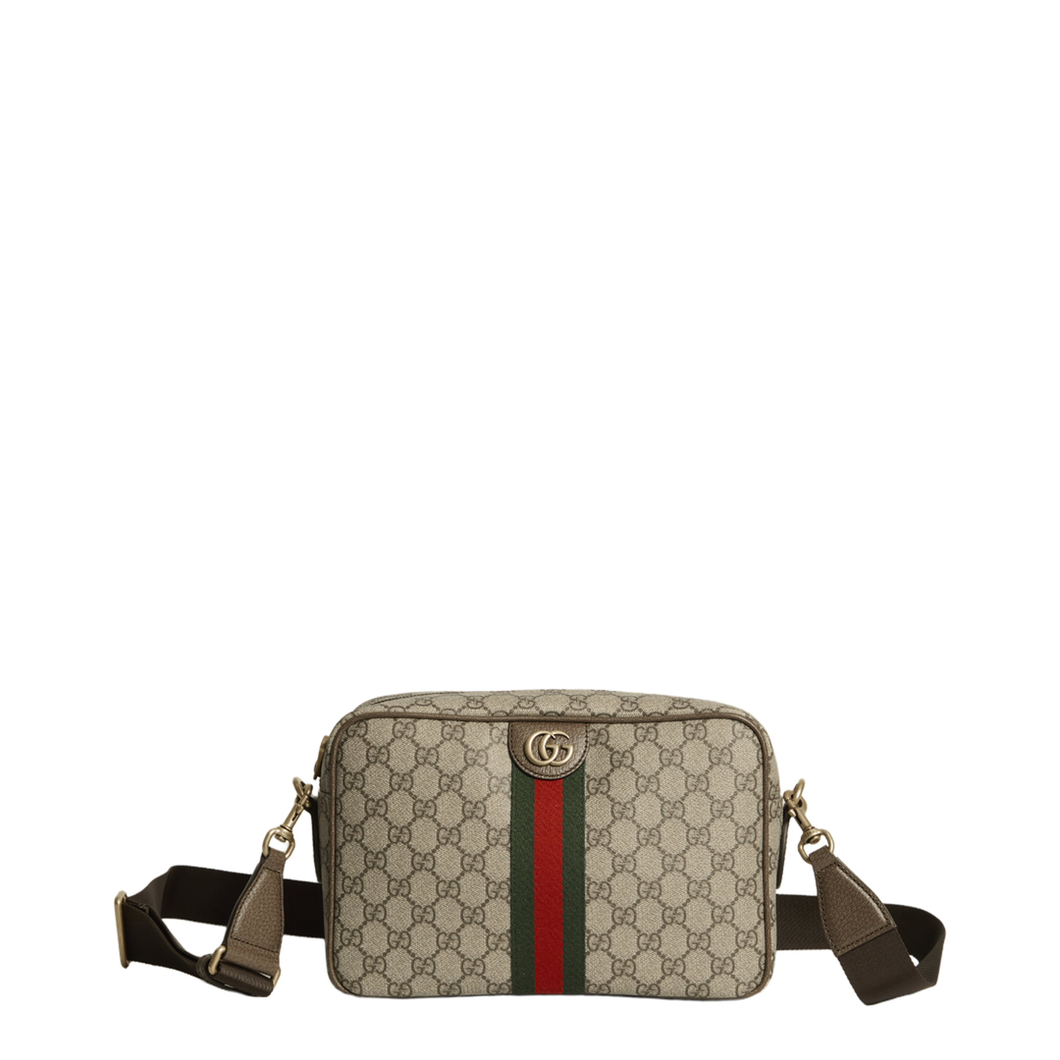 Ophidia Medium GG Supreme Coated Canvas Crossbody - Beige and Dark Brown